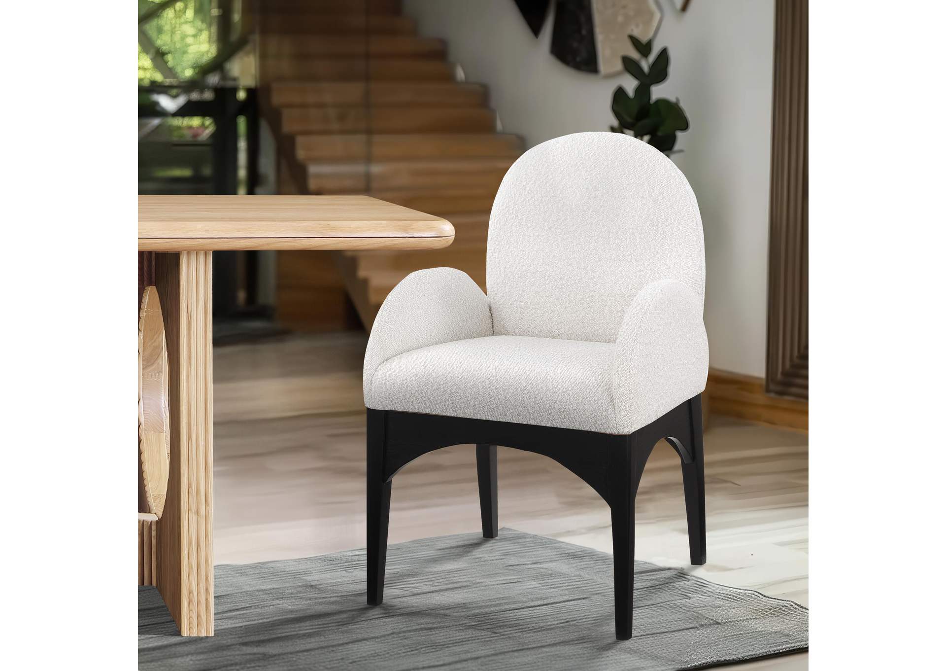 Waldorf Cream Boucle Fabric Dining Chair,Meridian Furniture