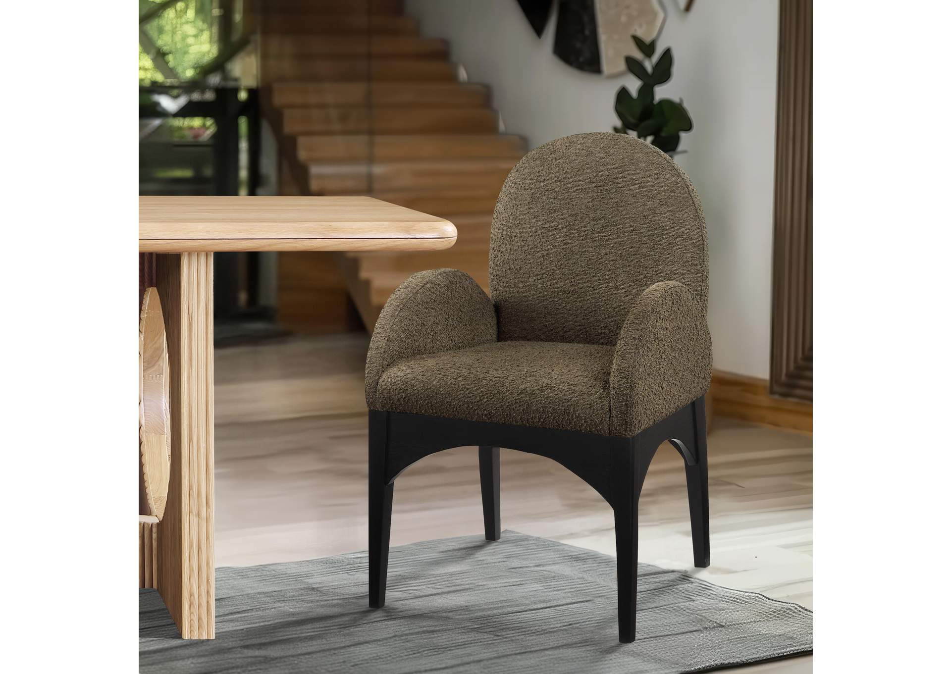 Waldorf Olive Boucle Fabric Dining Chair,Meridian Furniture