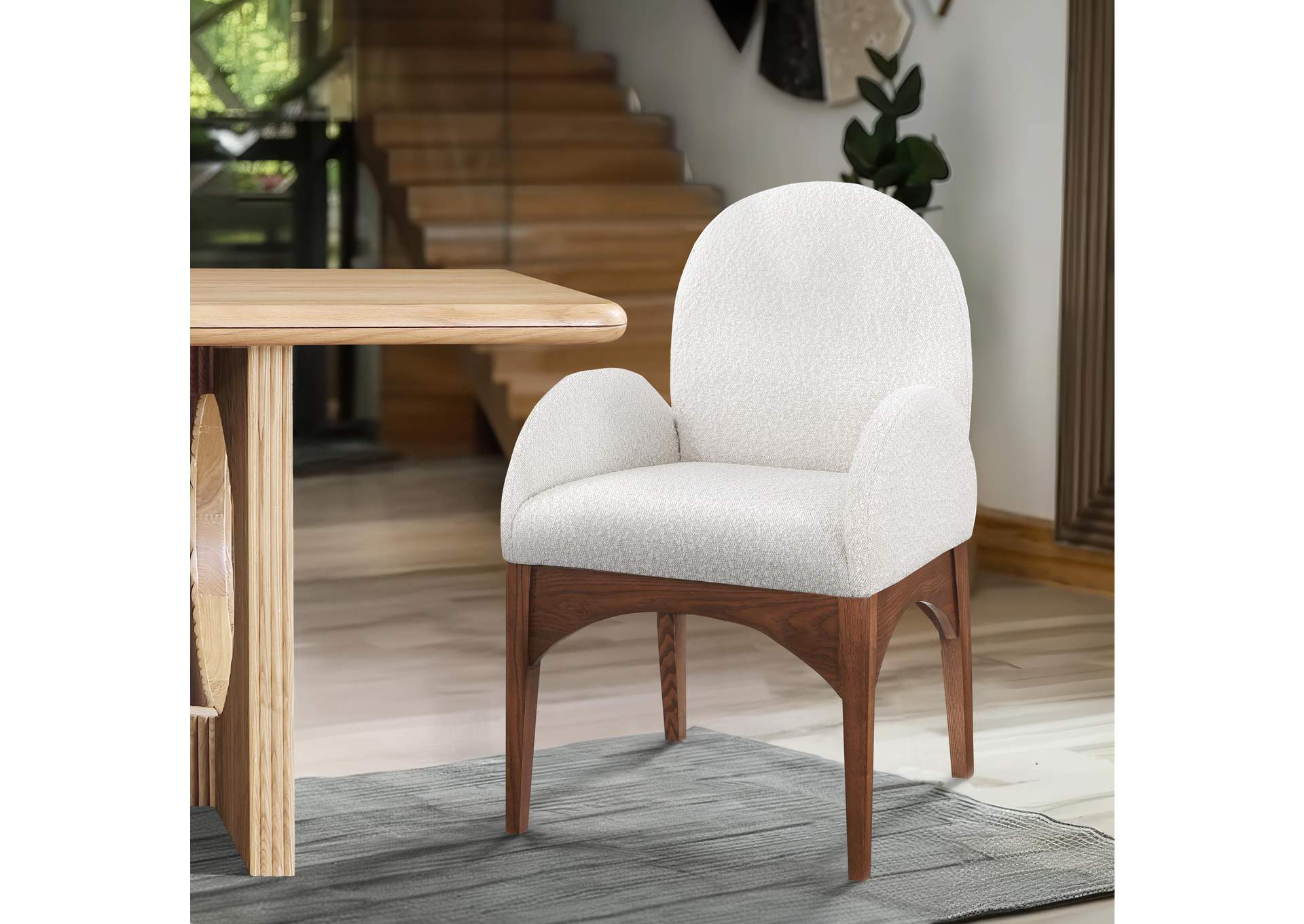 Waldorf Cream Boucle Fabric Dining Chair,Meridian Furniture