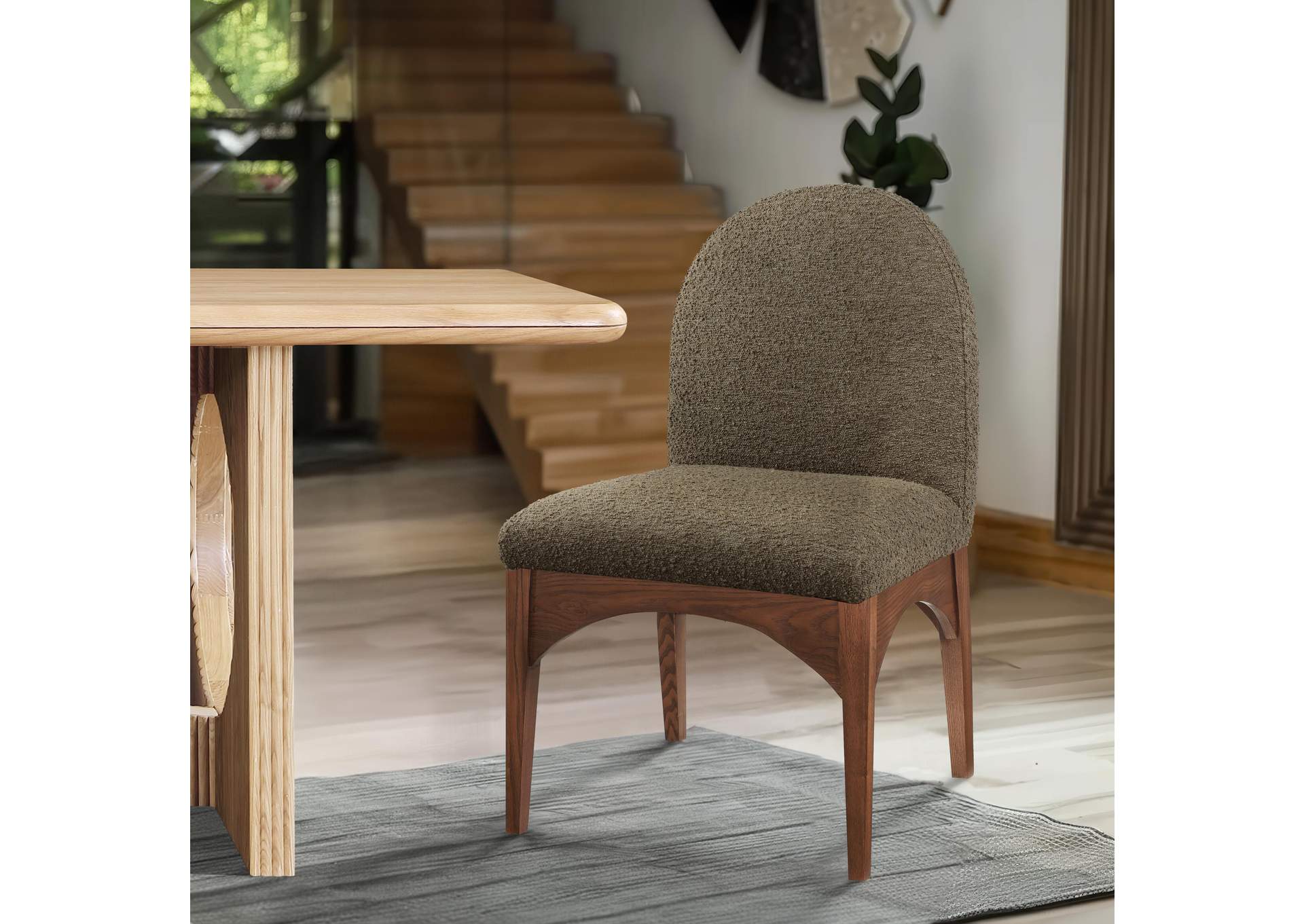 Waldorf Olive Boucle Fabric Dining Chair,Meridian Furniture