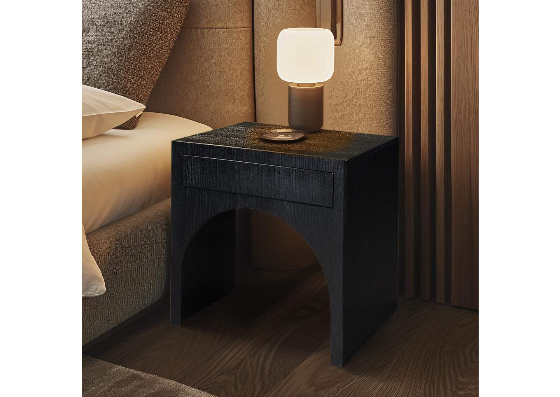 August Black Night Stand,Meridian Furniture