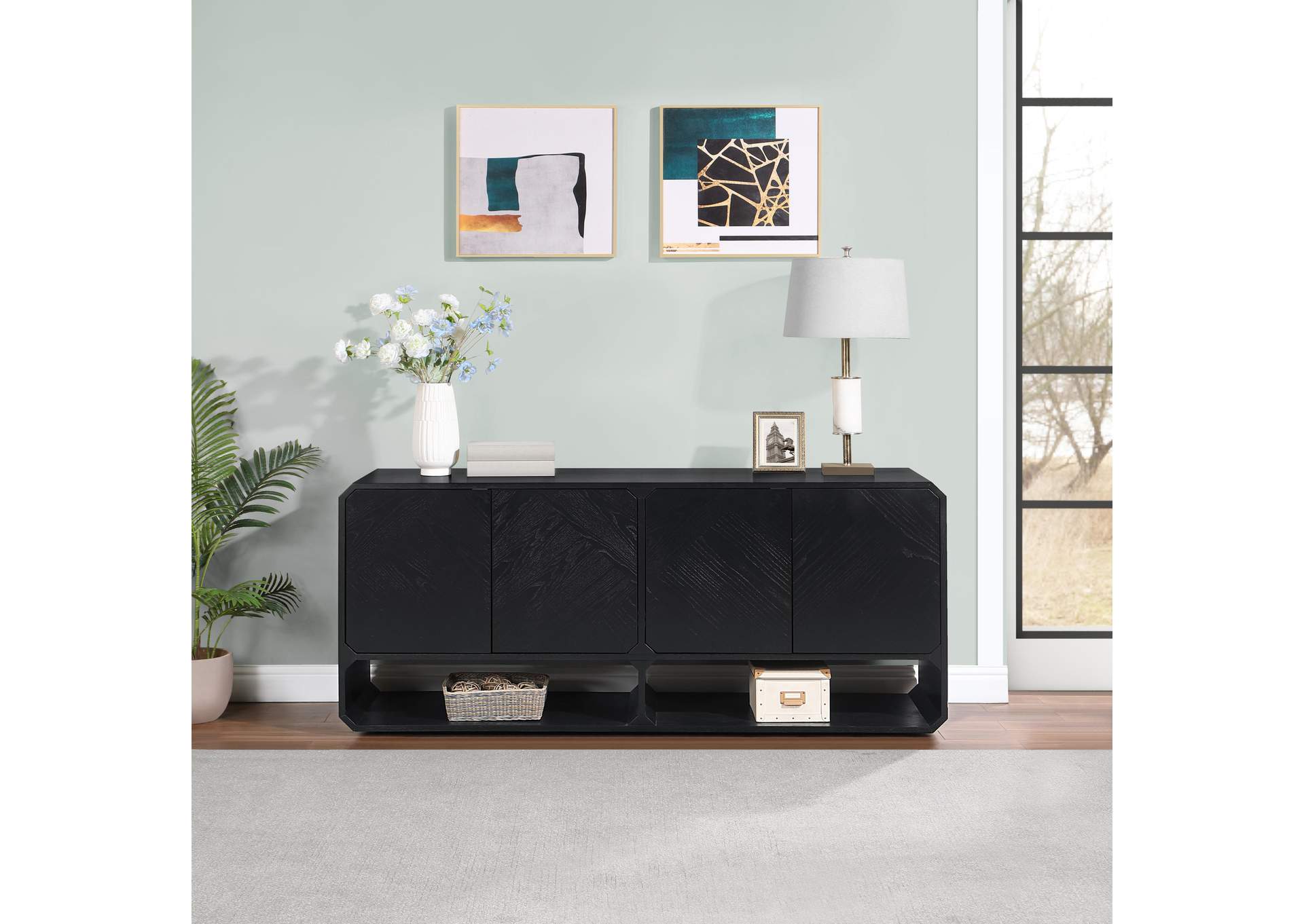 Parker Black Sideboard - Buffet,Meridian Furniture