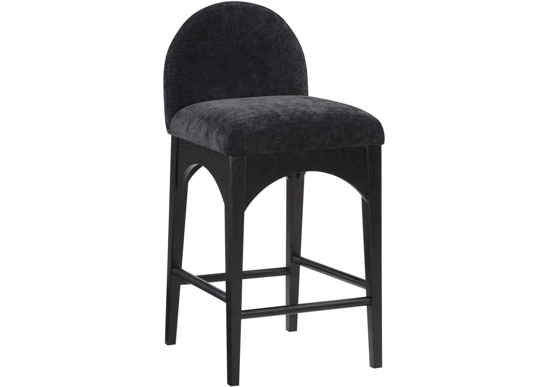 Waldorf Black Chenille Fabric Stool,Meridian Furniture