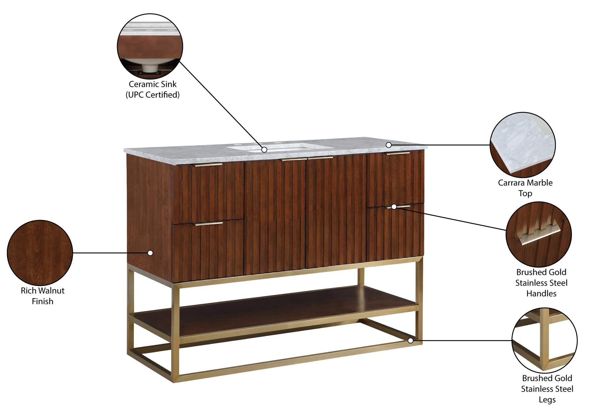 Monad Walnut Bathroom Vanity,Meridian Furniture