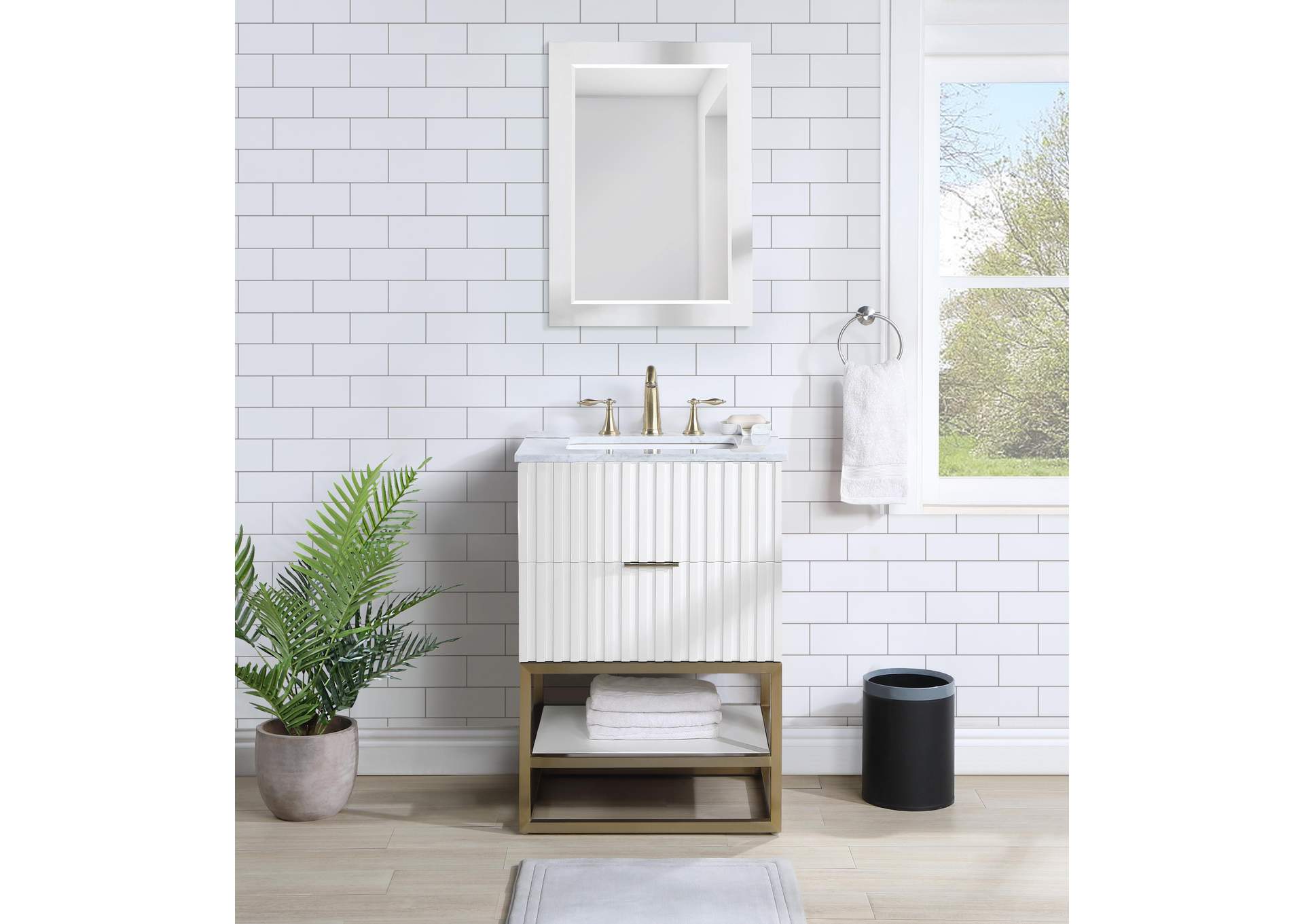 Monad White Bathroom Vanity,Meridian Furniture