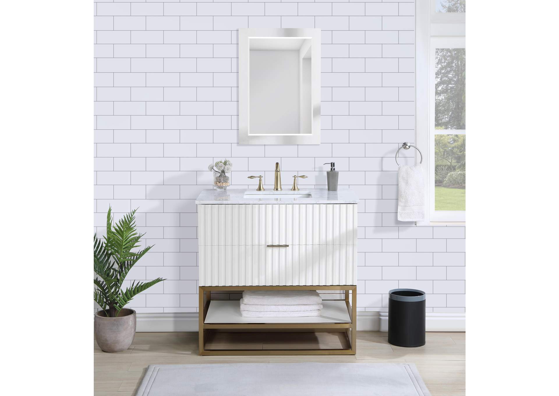 Monad White Bathroom Vanity,Meridian Furniture