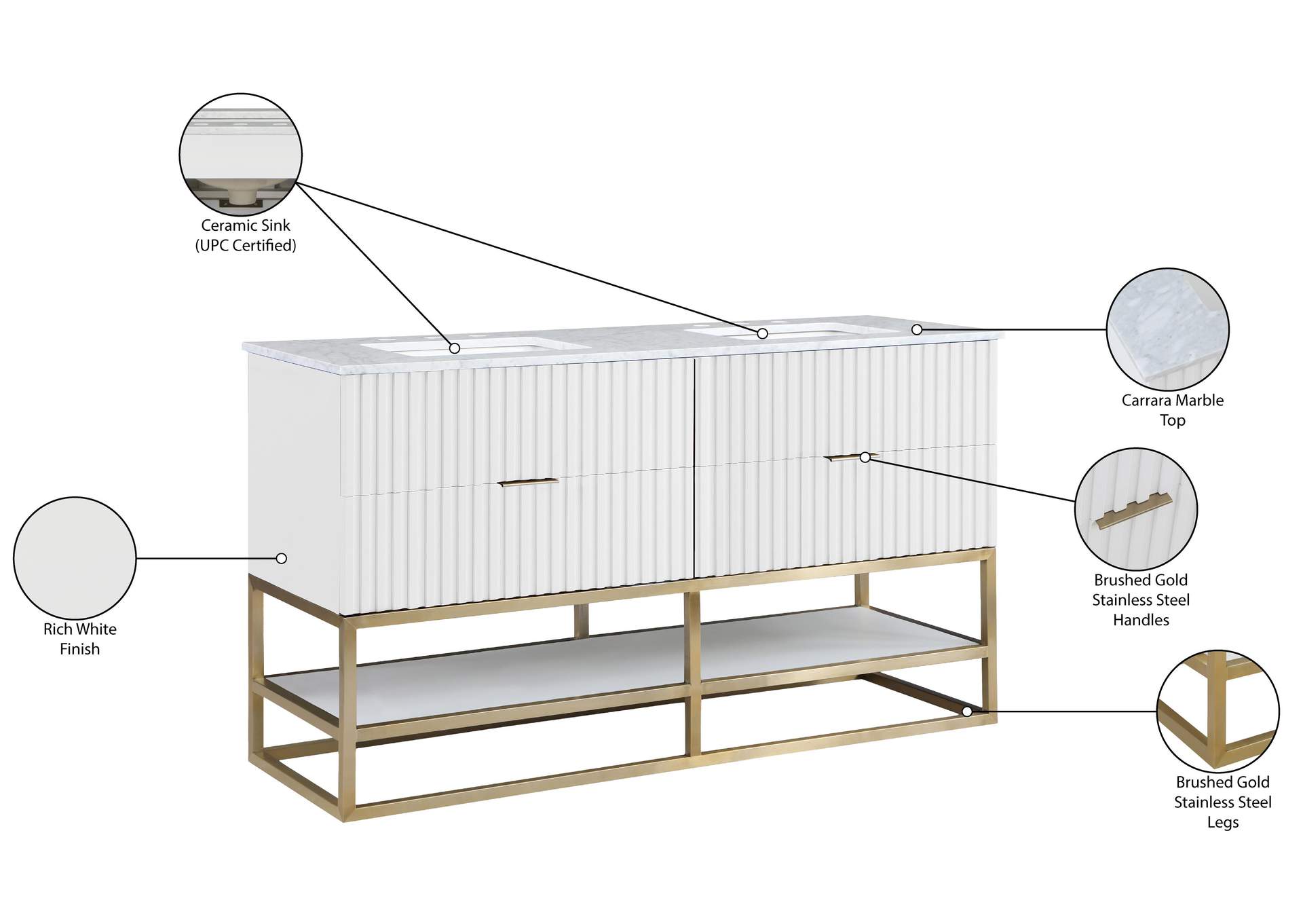 Monad White Bathroom Vanity,Meridian Furniture