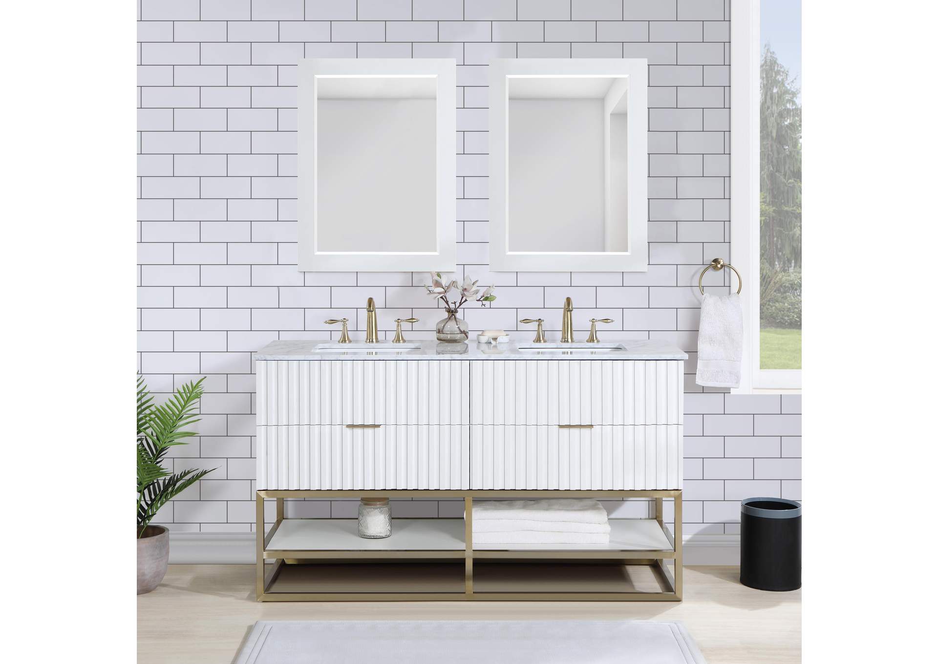 Monad White Bathroom Vanity,Meridian Furniture