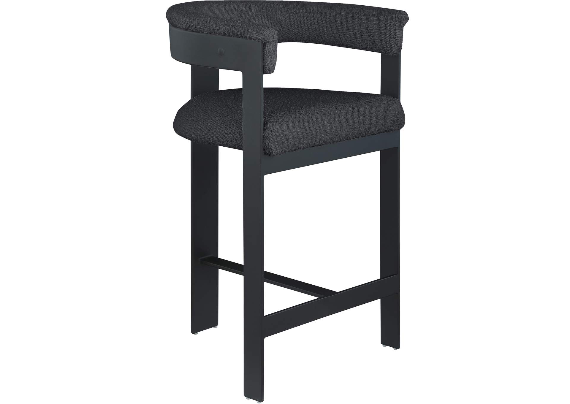 Romeo Black Boucle Fabric Counter Stool Set of 2,Meridian Furniture