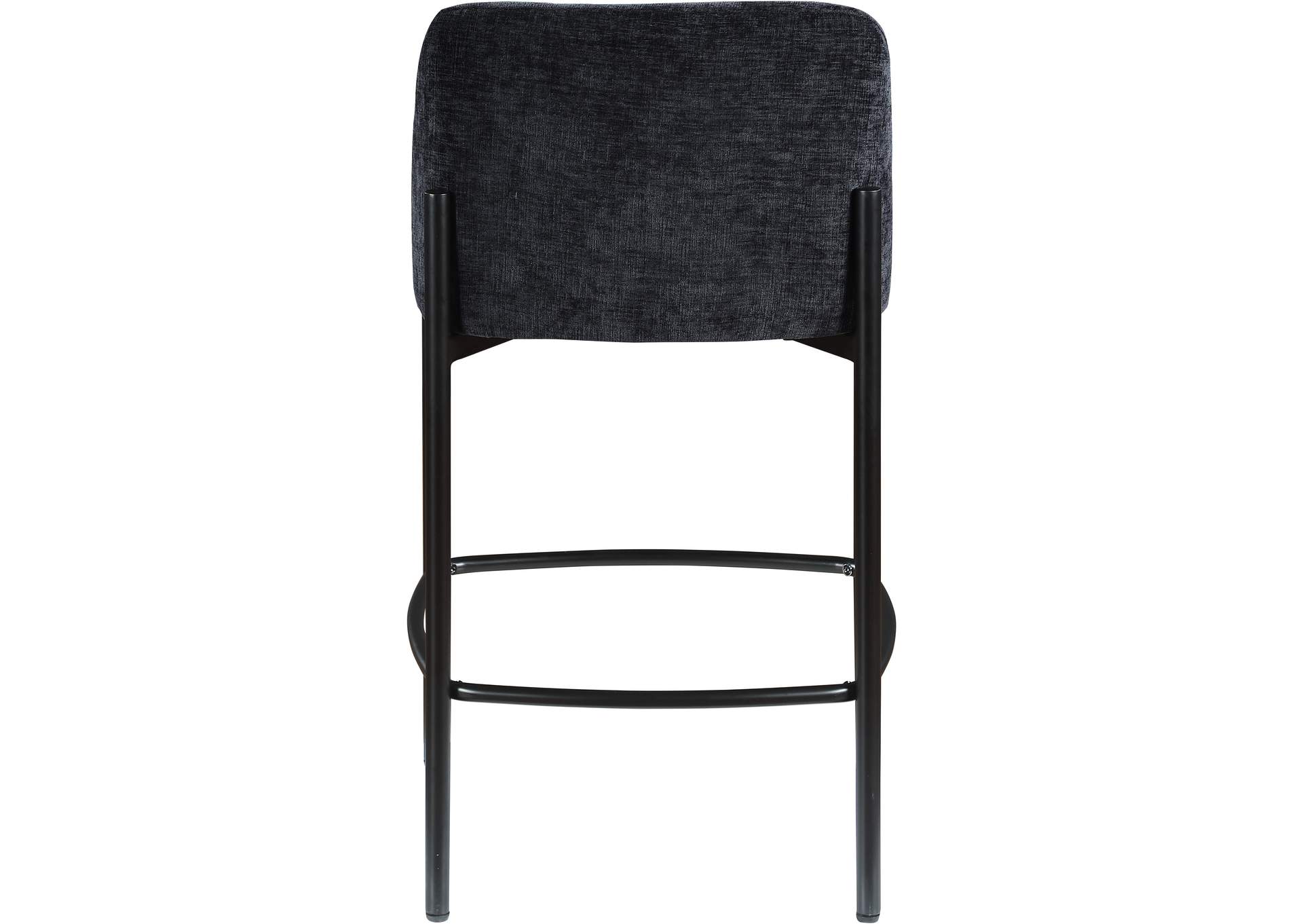 Burton Black Chenille Fabric Stool Set of 2,Meridian Furniture