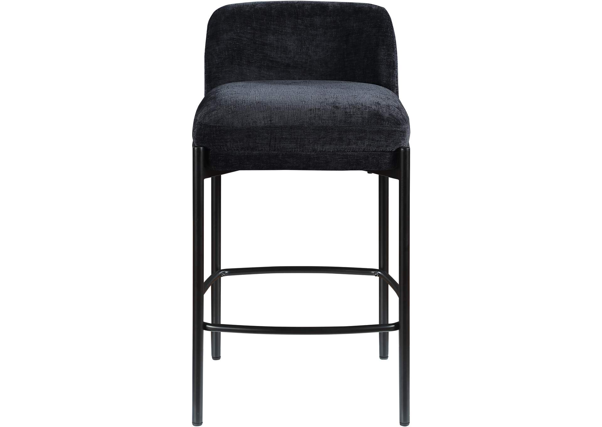 Burton Black Chenille Fabric Stool Set of 2,Meridian Furniture