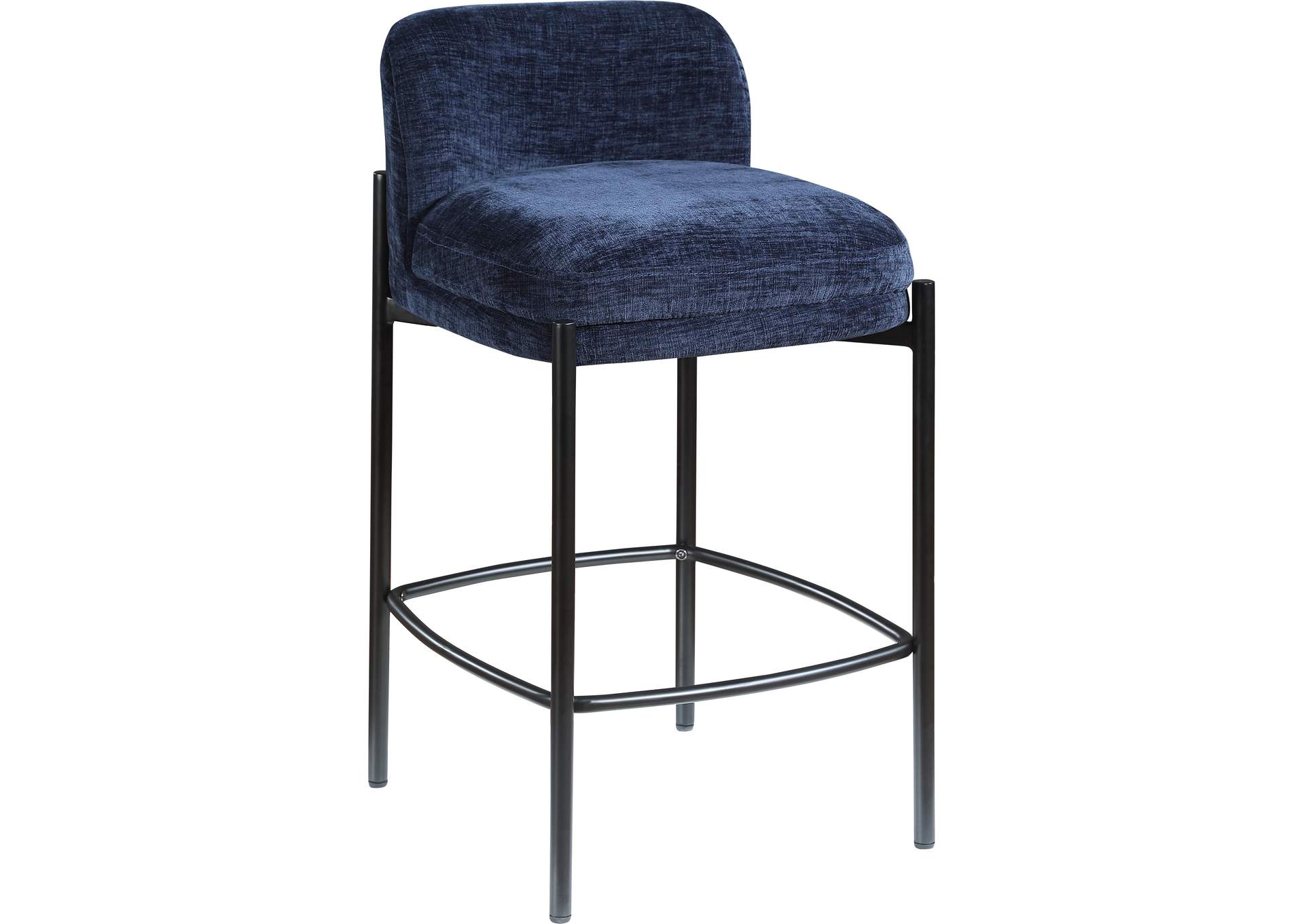 Burton Navy Chenille Fabric Stool Set of 2,Meridian Furniture