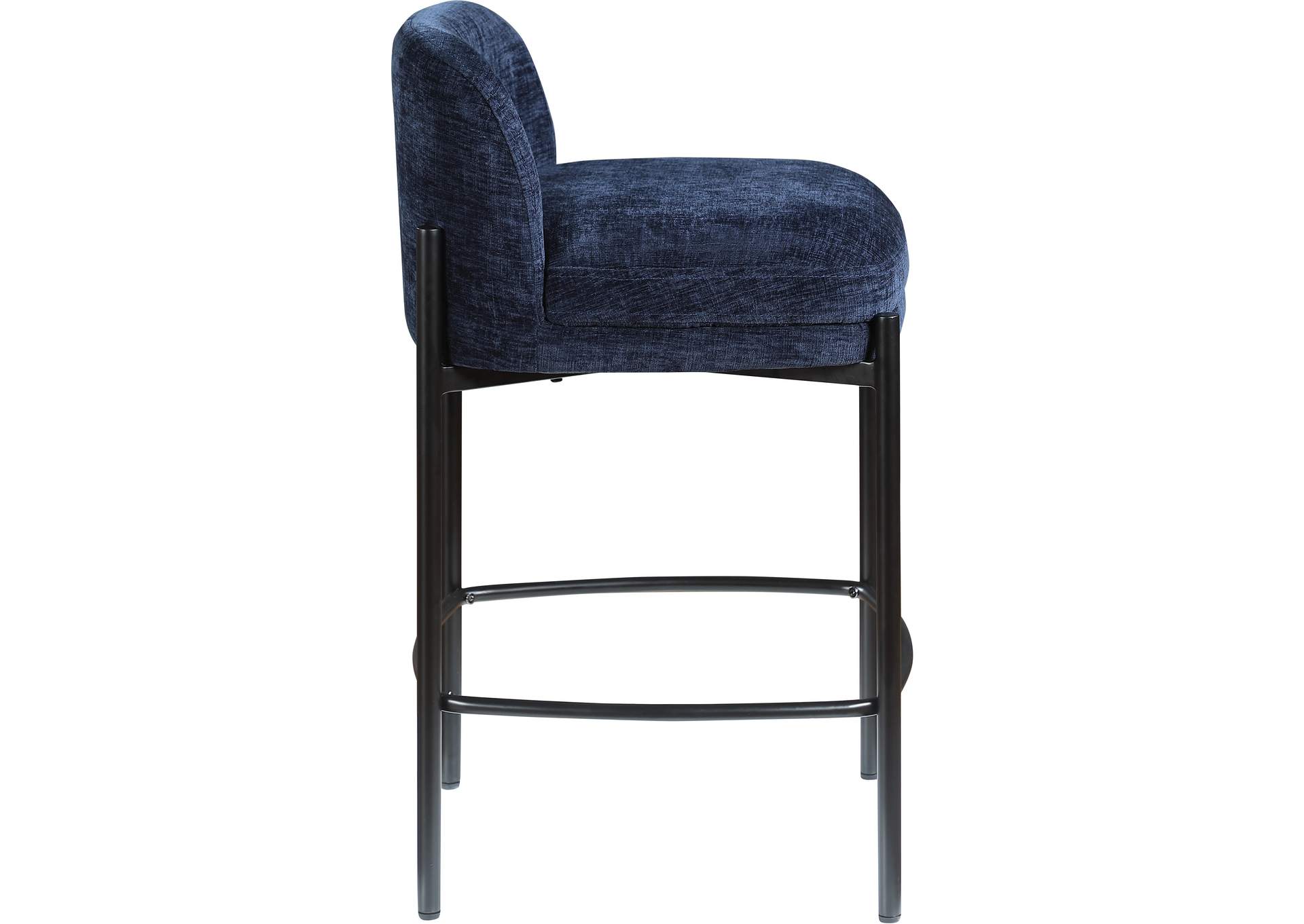 Burton Navy Chenille Fabric Stool Set of 2,Meridian Furniture