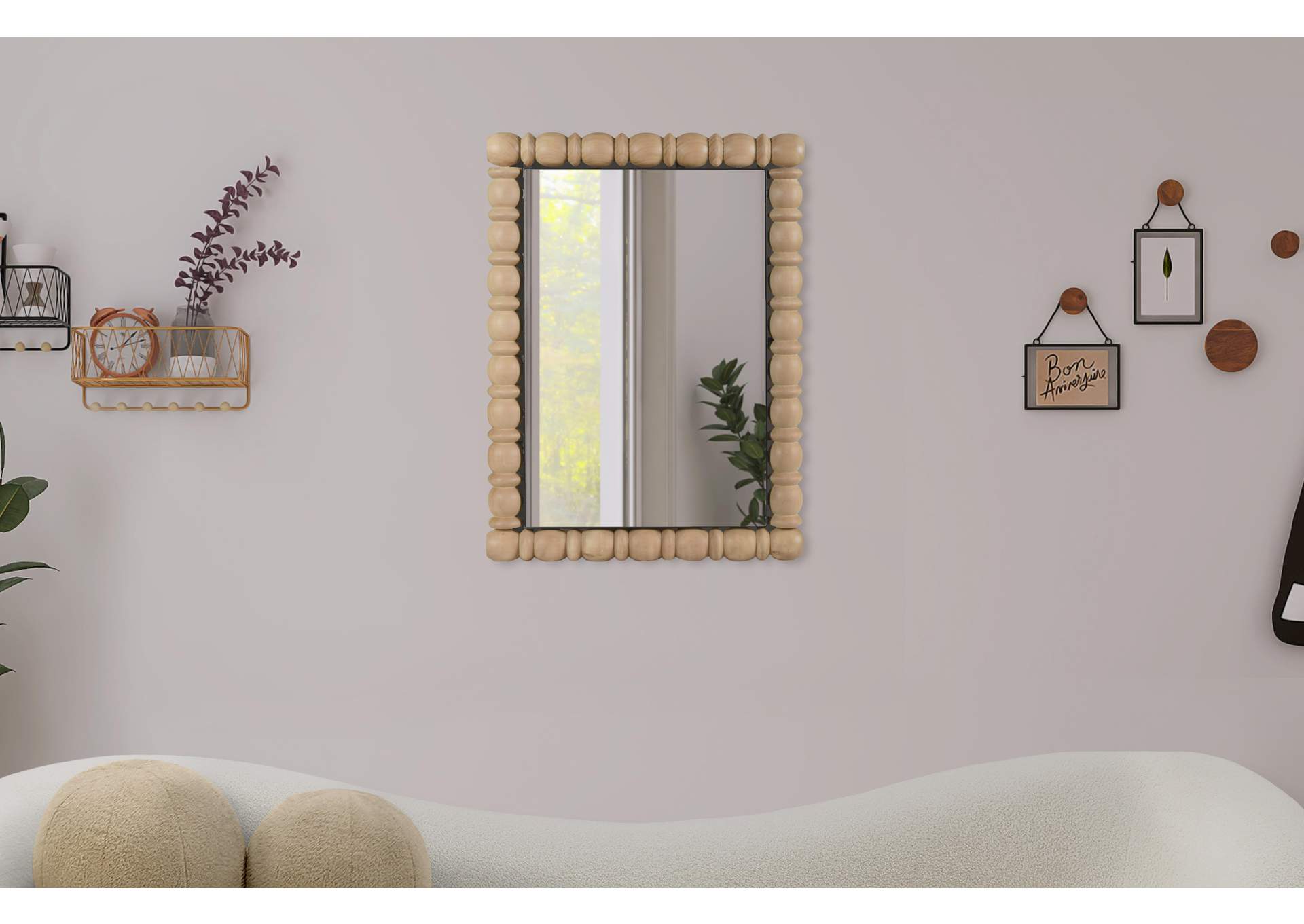 Aubrey Bleached Natural Oak Mirror,Meridian Furniture