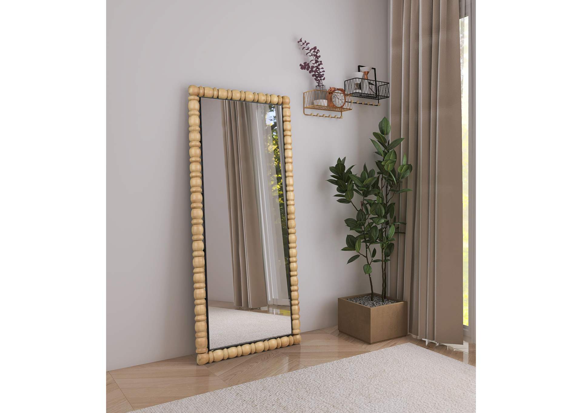 Aubrey Bleached Natural Oak Mirror,Meridian Furniture