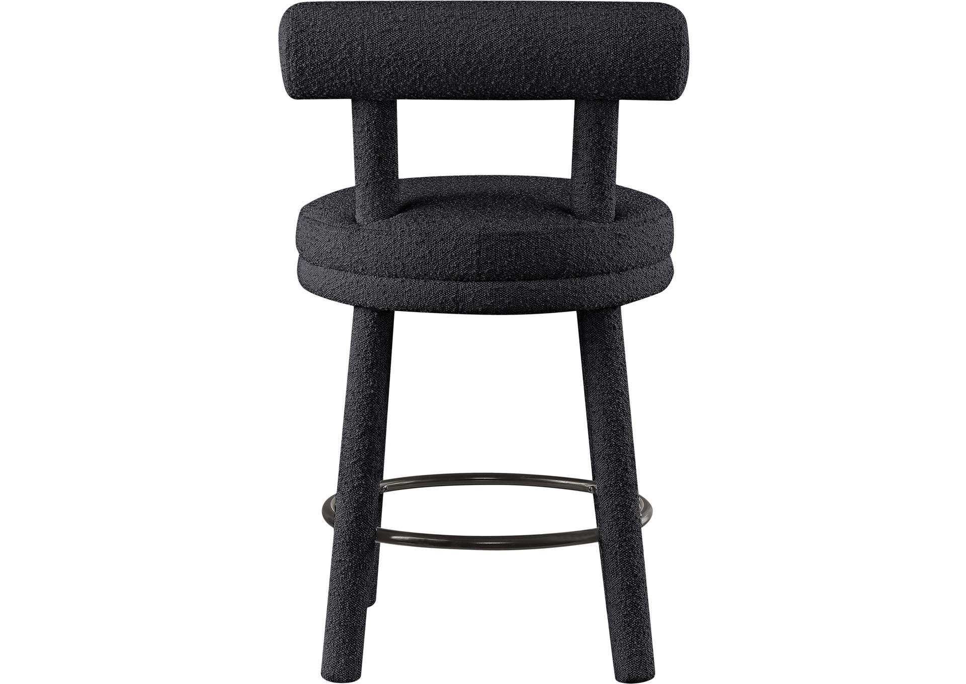 Parlor Black Boucle Fabric Stool Set of 2,Meridian Furniture