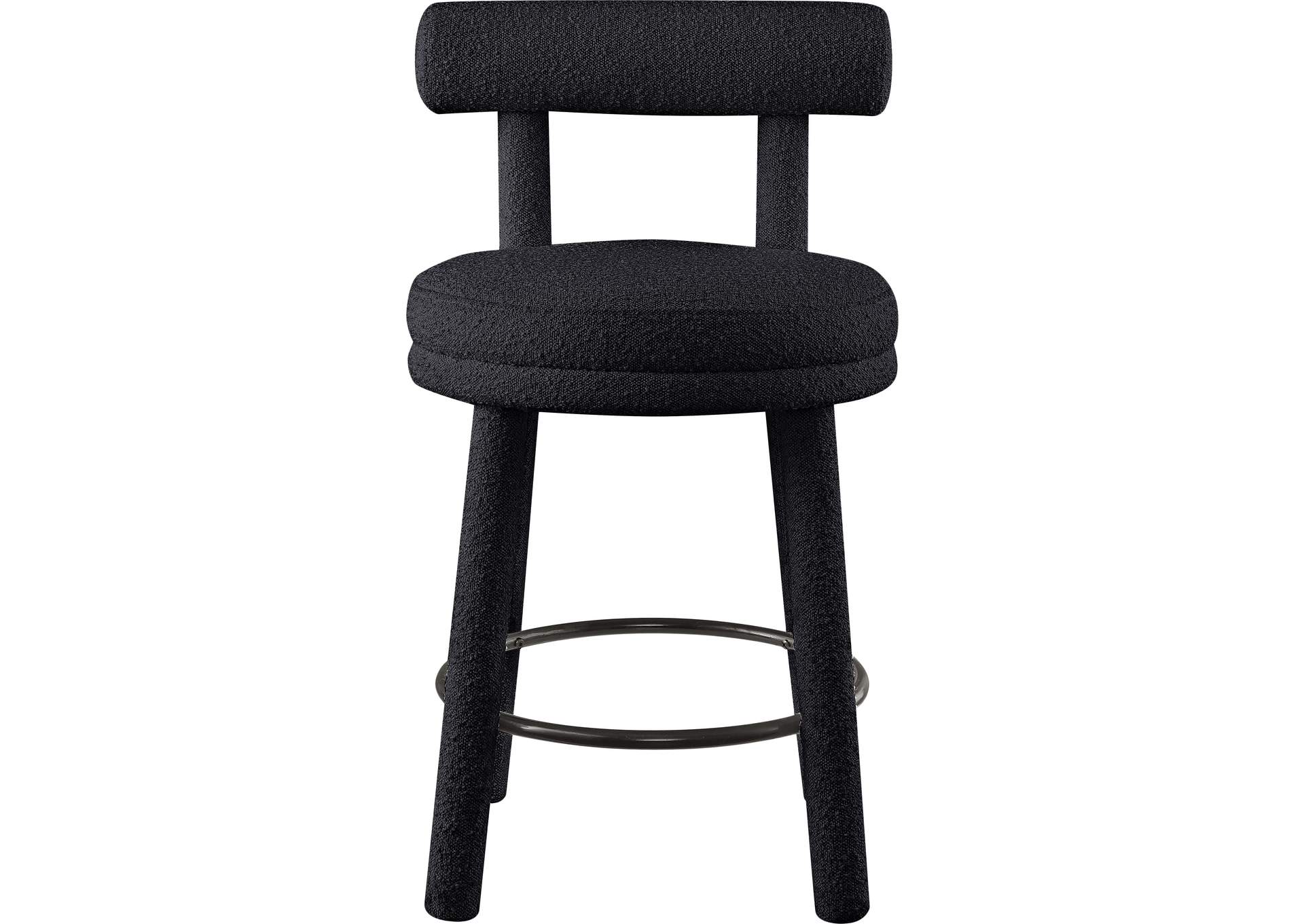 Parlor Black Boucle Fabric Stool Set of 2,Meridian Furniture