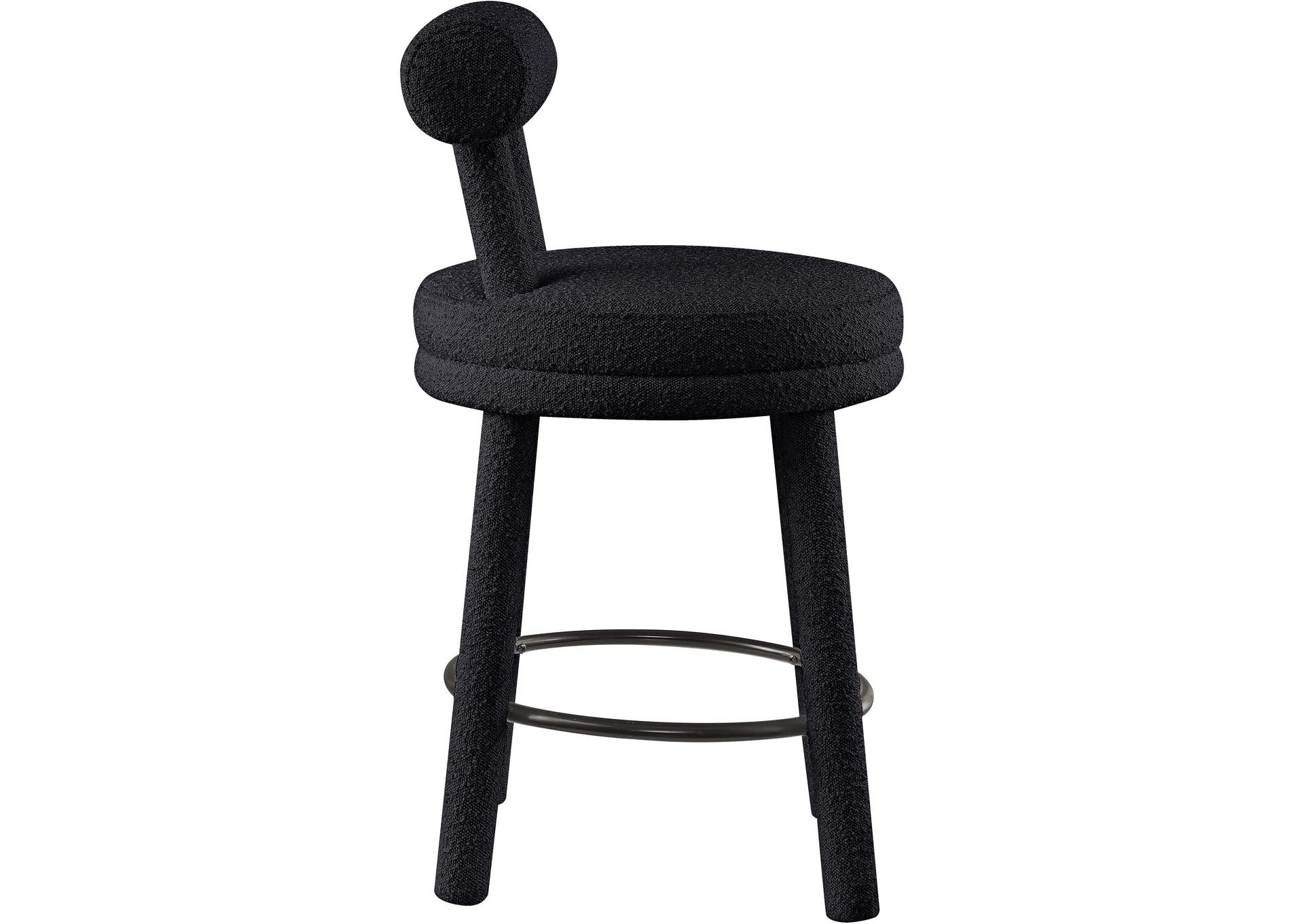 Parlor Black Boucle Fabric Stool Set of 2,Meridian Furniture