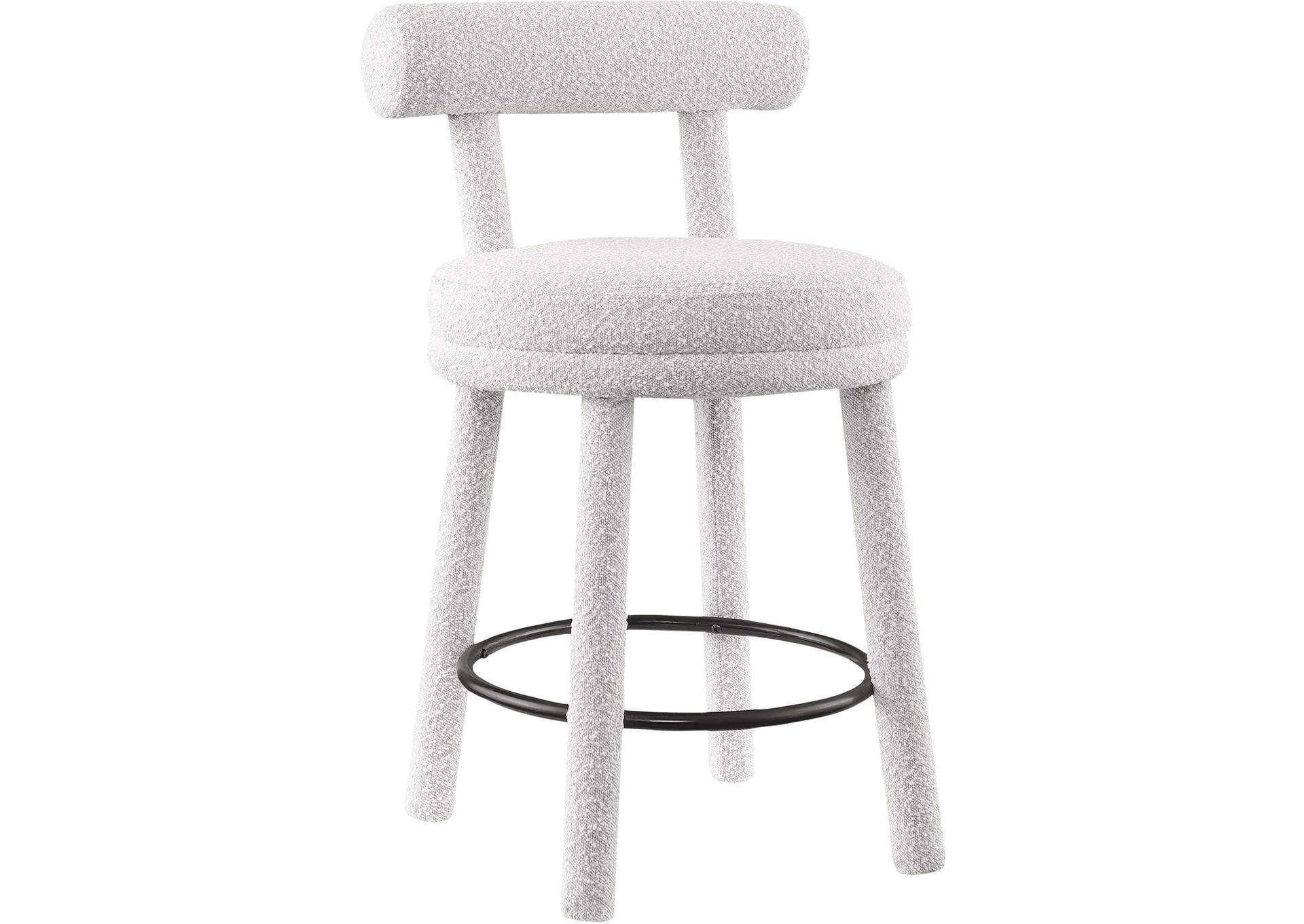 Parlor Cream Boucle Fabric Stool Set of 2,Meridian Furniture