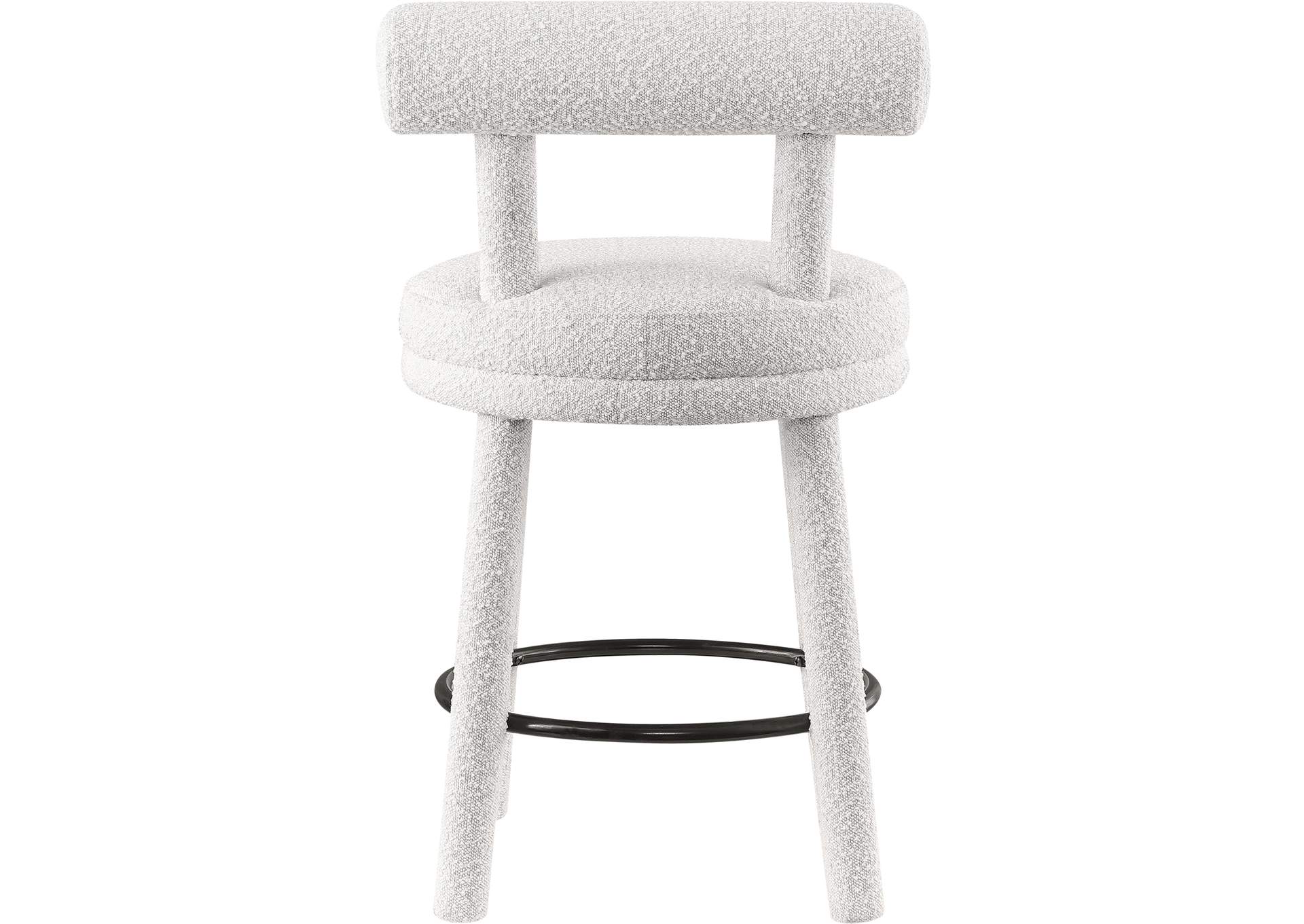 Parlor Cream Boucle Fabric Stool Set of 2,Meridian Furniture