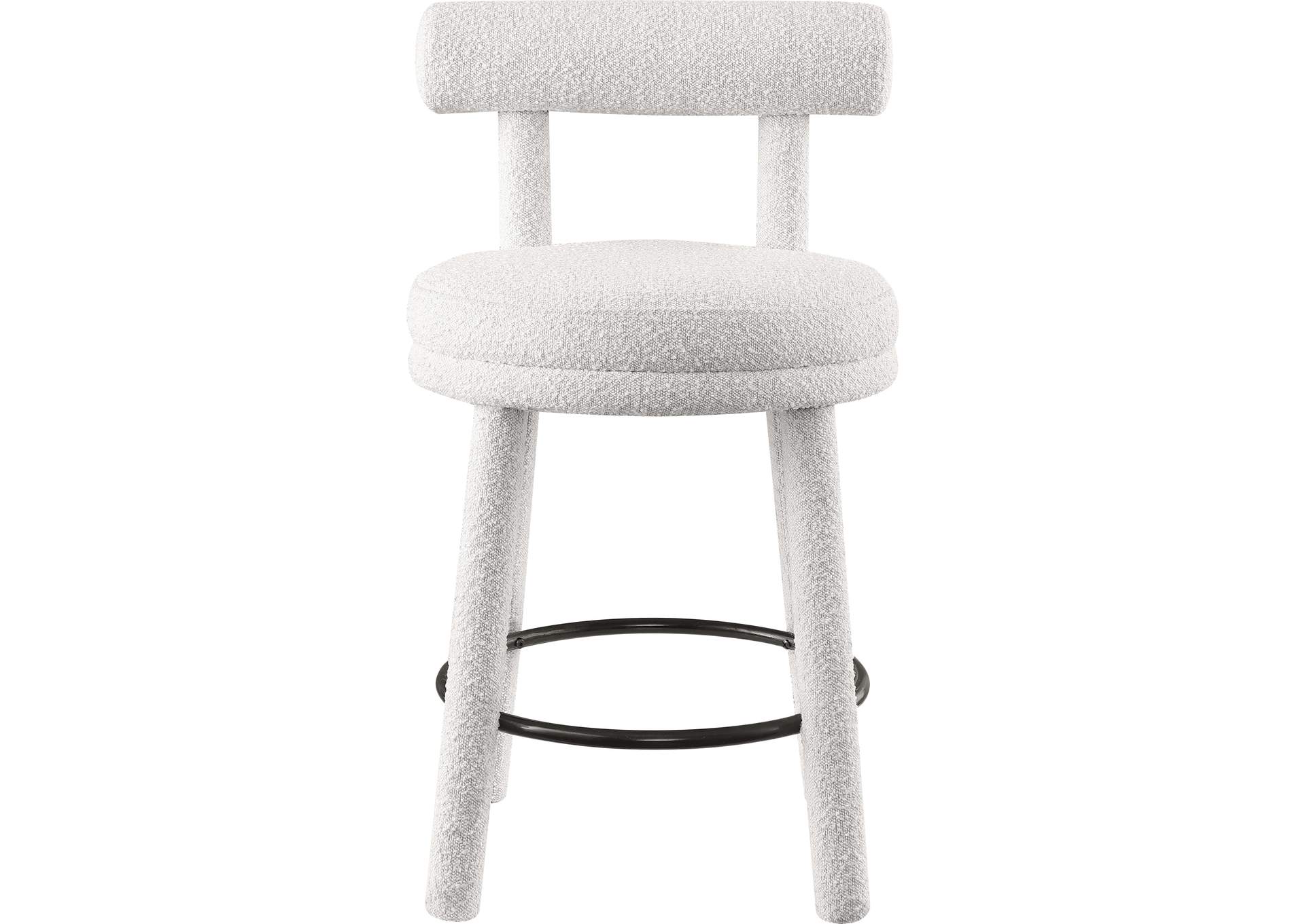 Parlor Cream Boucle Fabric Stool Set of 2,Meridian Furniture