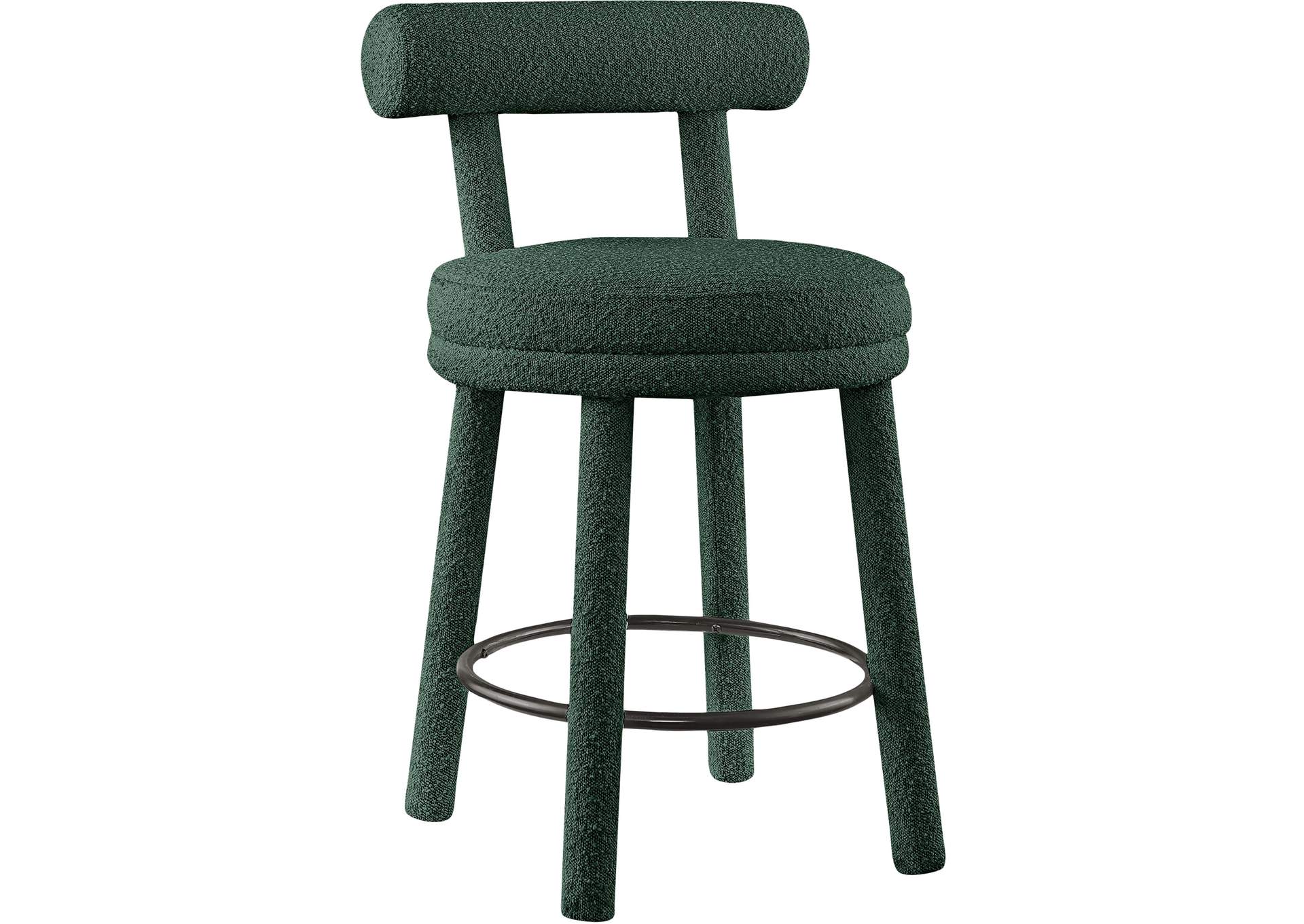 Parlor Green Boucle Fabric Stool Set of 2,Meridian Furniture