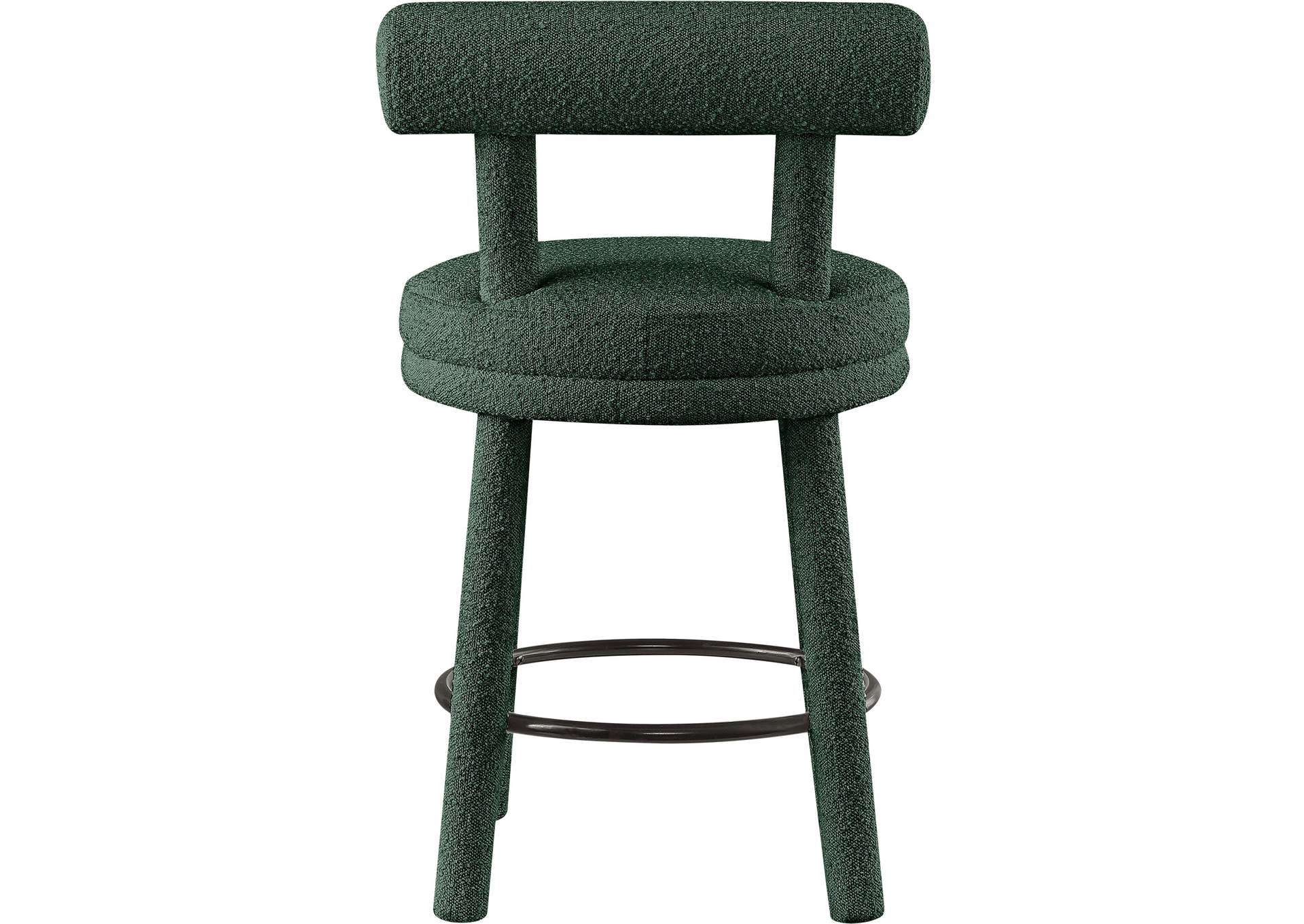 Parlor Green Boucle Fabric Stool Set of 2,Meridian Furniture