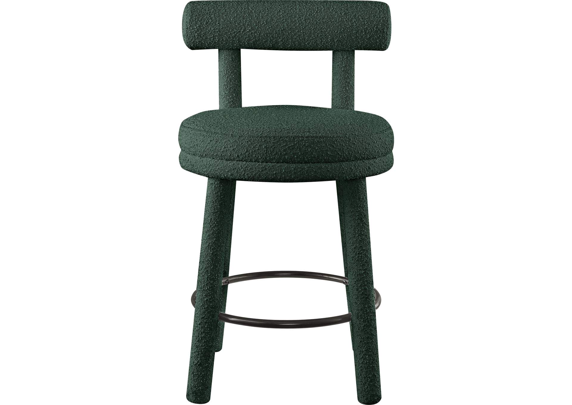 Parlor Green Boucle Fabric Stool Set of 2,Meridian Furniture