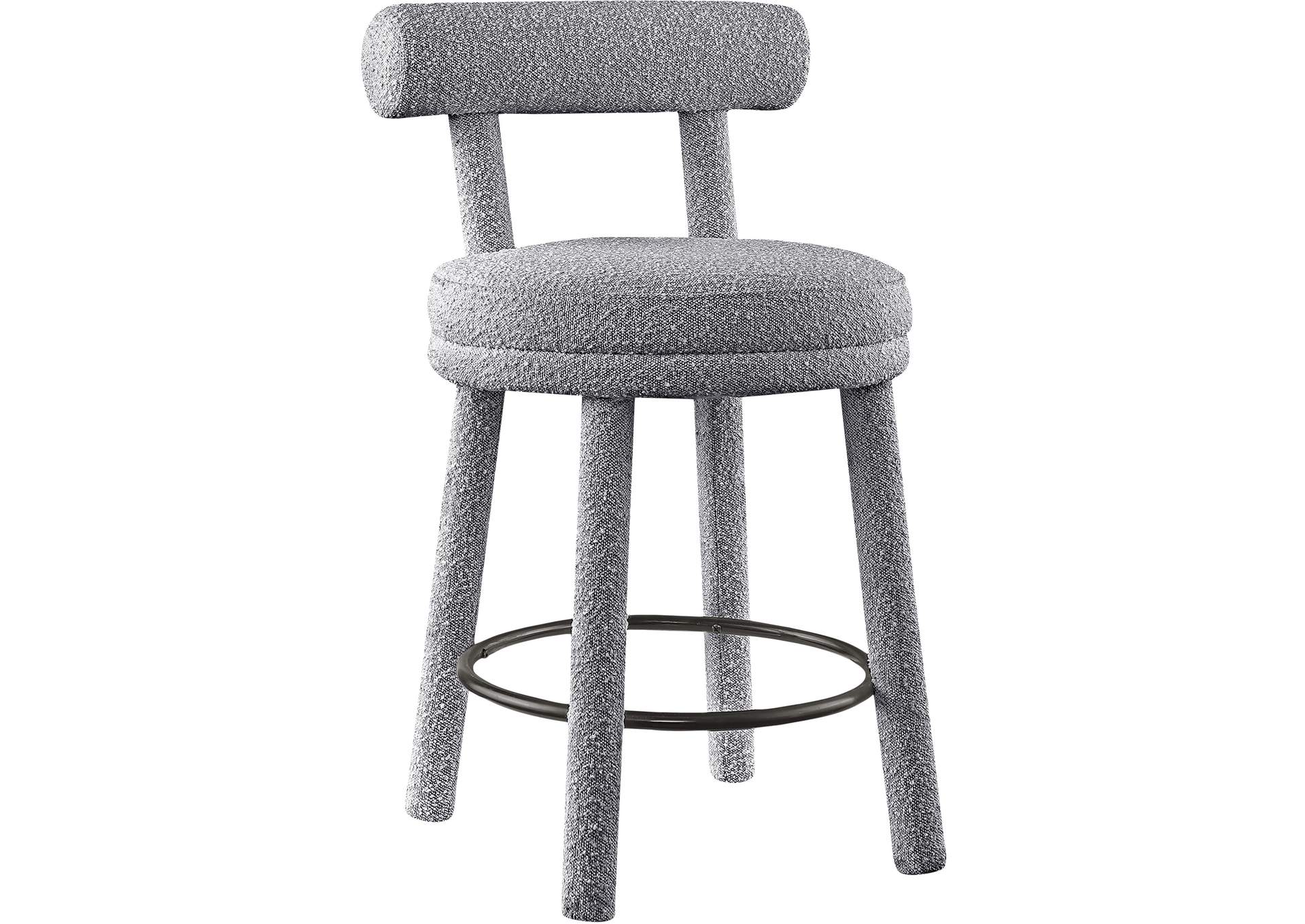 Parlor Grey Boucle Fabric Stool Set of 2,Meridian Furniture