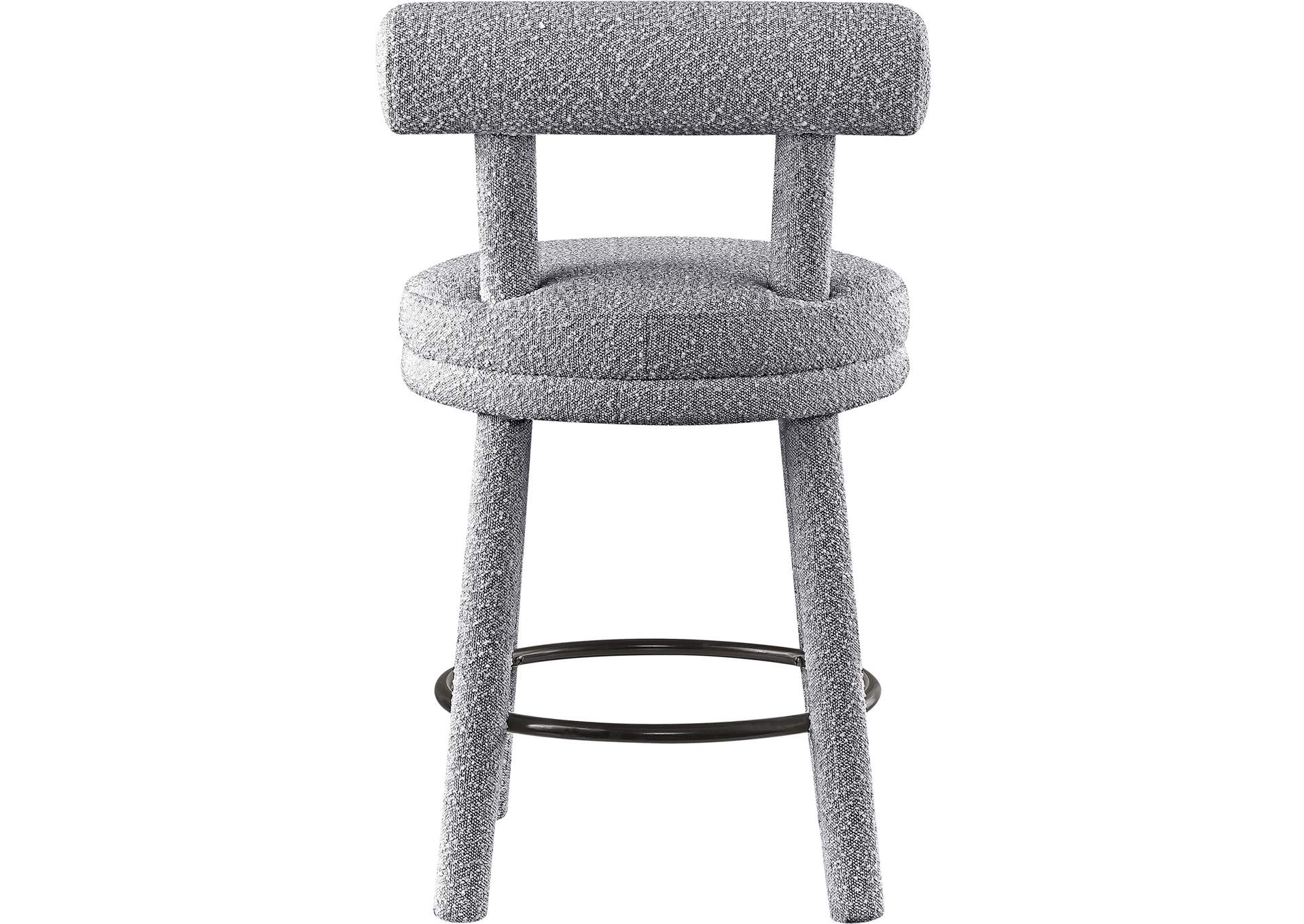 Parlor Grey Boucle Fabric Stool Set of 2,Meridian Furniture