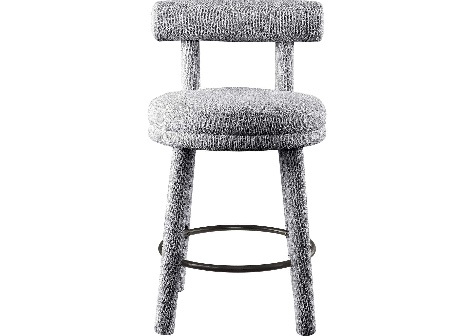 Parlor Grey Boucle Fabric Stool Set of 2,Meridian Furniture