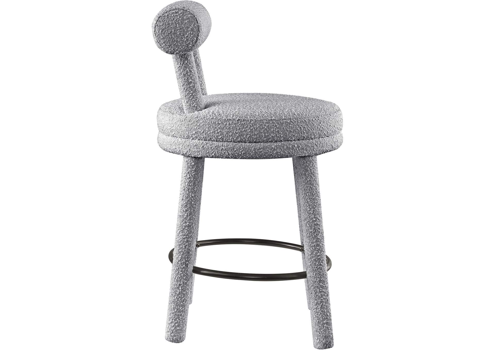 Parlor Grey Boucle Fabric Stool Set of 2,Meridian Furniture