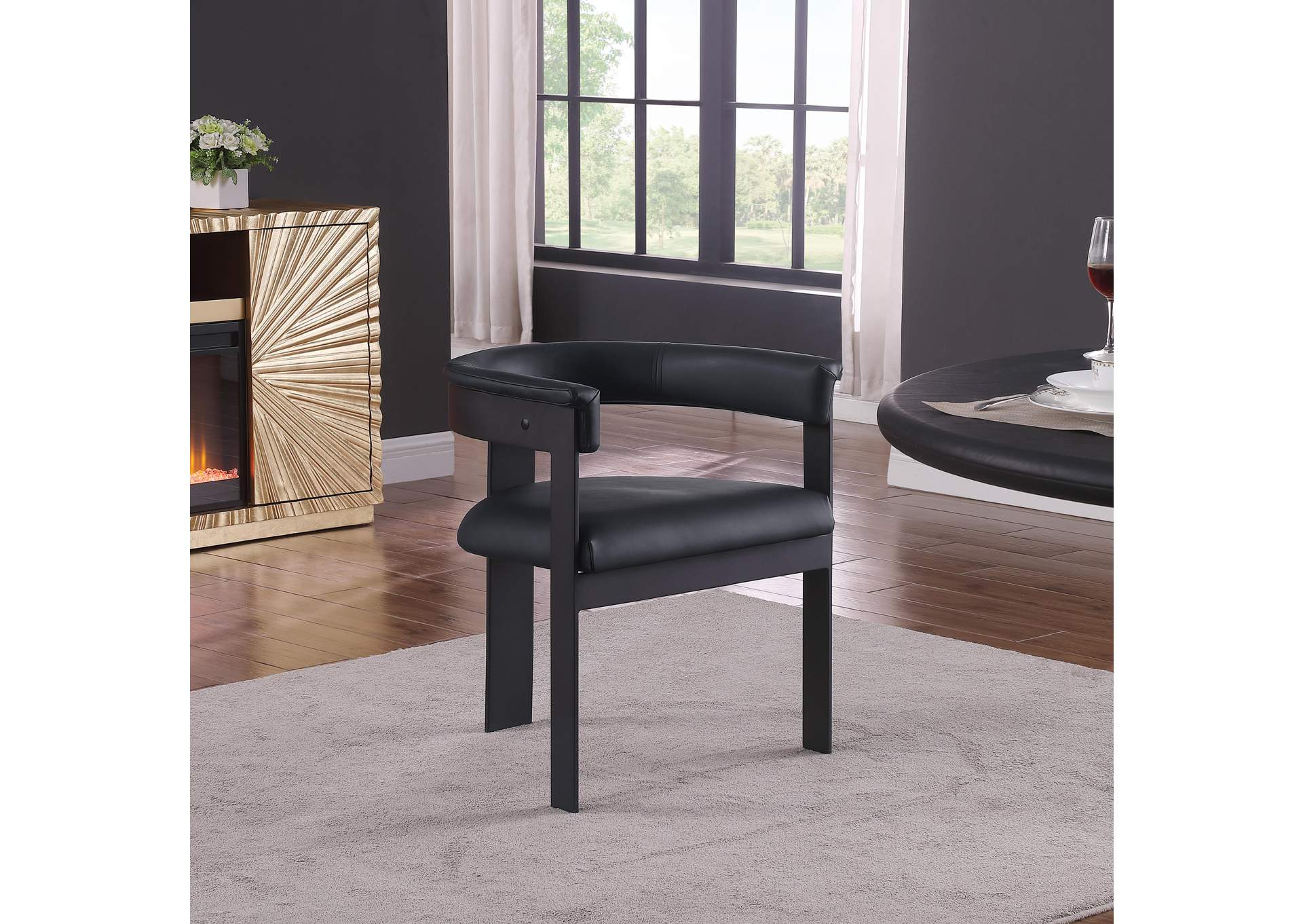 Romeo Black Faux Leather Dining Chair Set of 2,Meridian Furniture