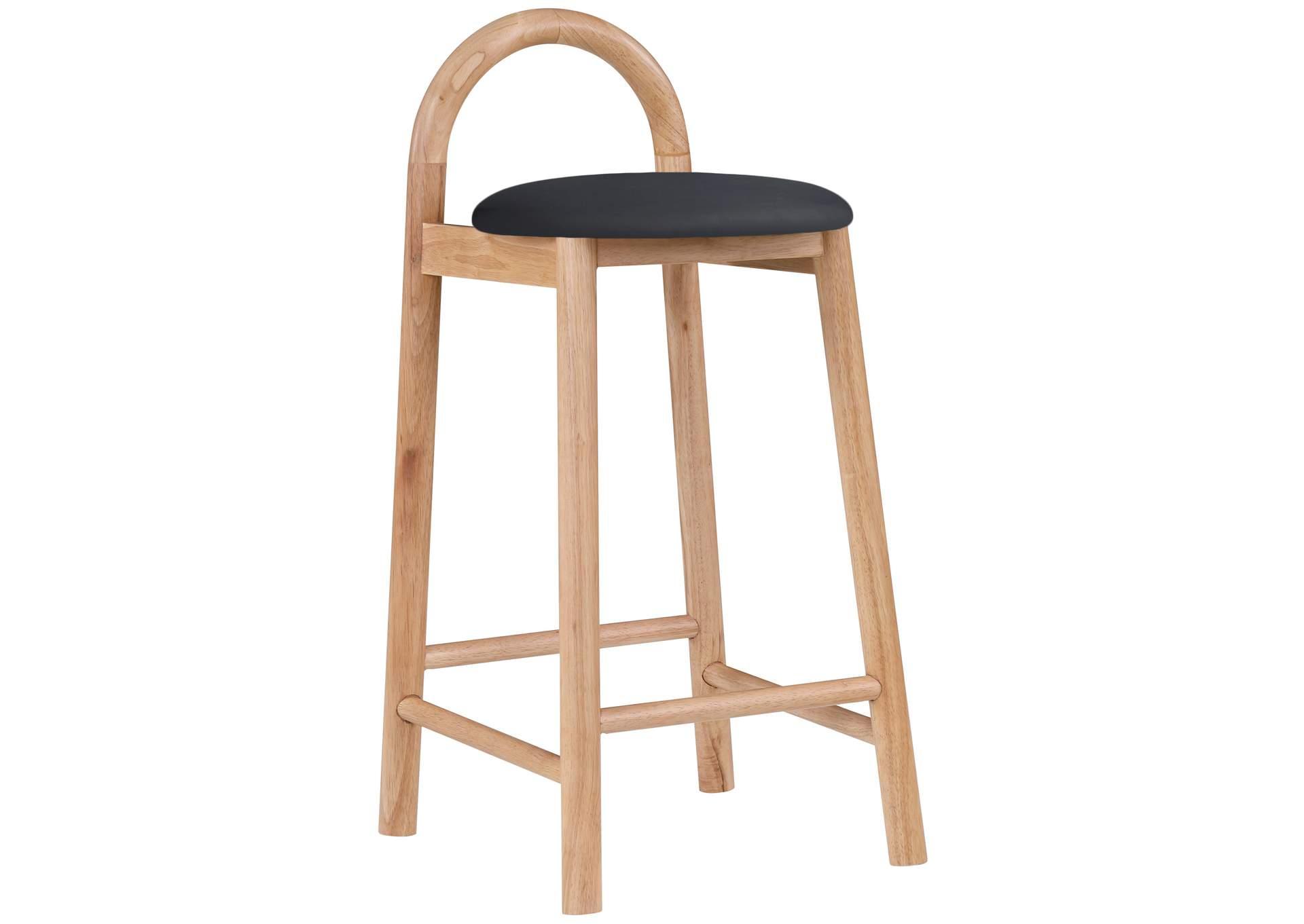 Calvin Black Faux Leather Stool,Meridian Furniture