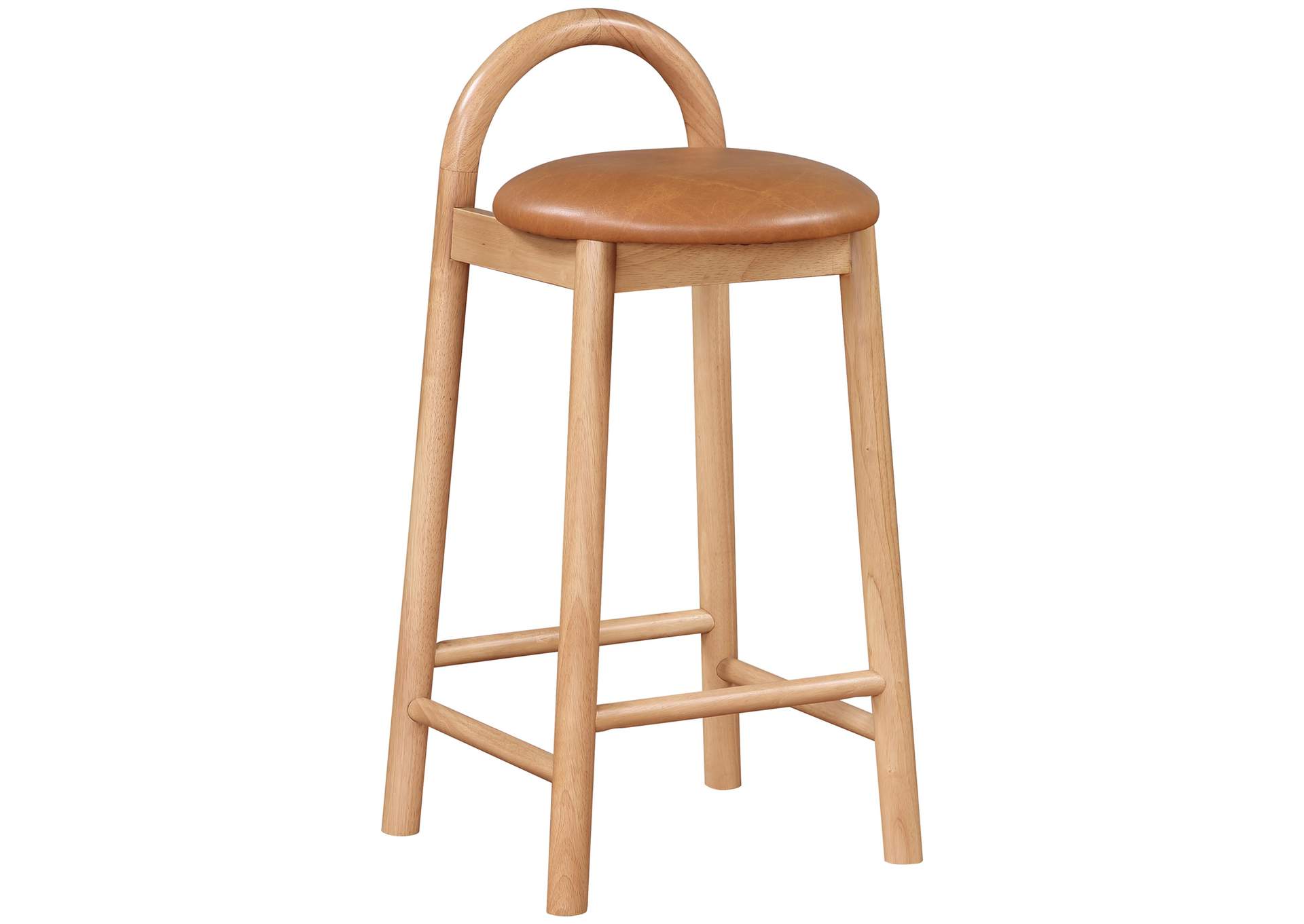 Calvin Cognac Faux Leather Stool,Meridian Furniture