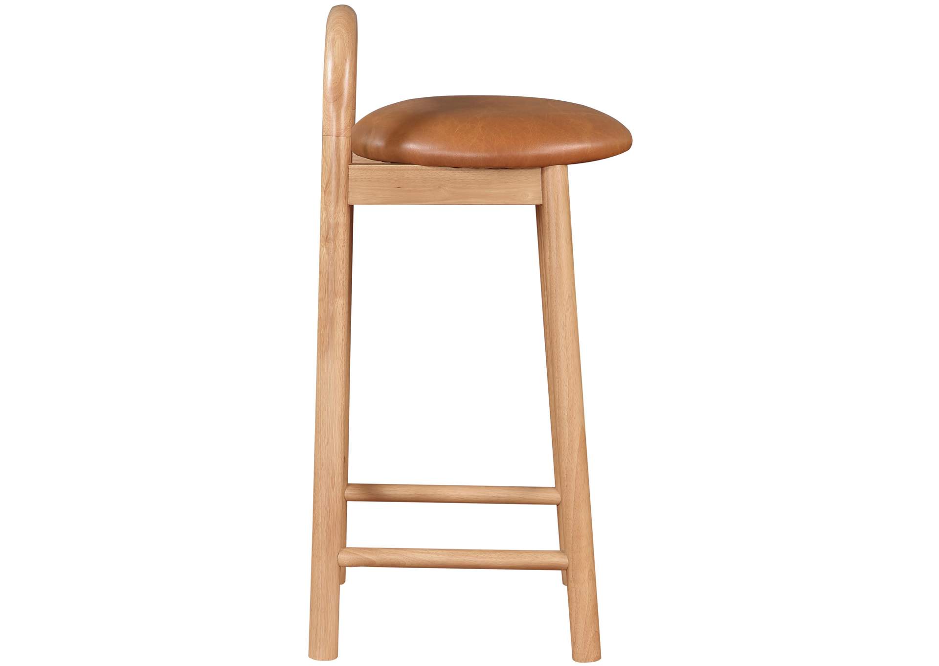 Calvin Cognac Faux Leather Stool,Meridian Furniture