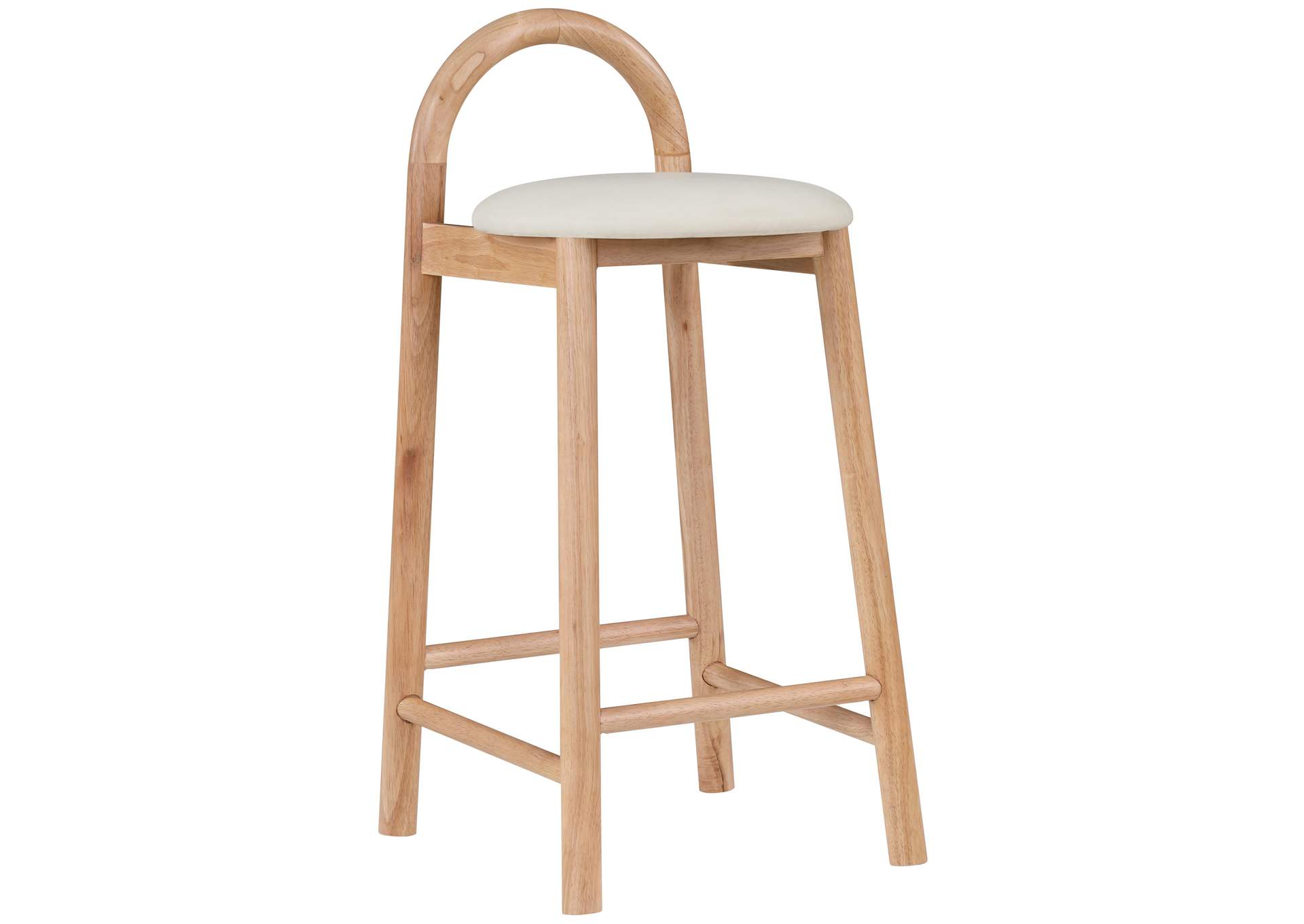 Calvin Cream Faux Leather Stool,Meridian Furniture