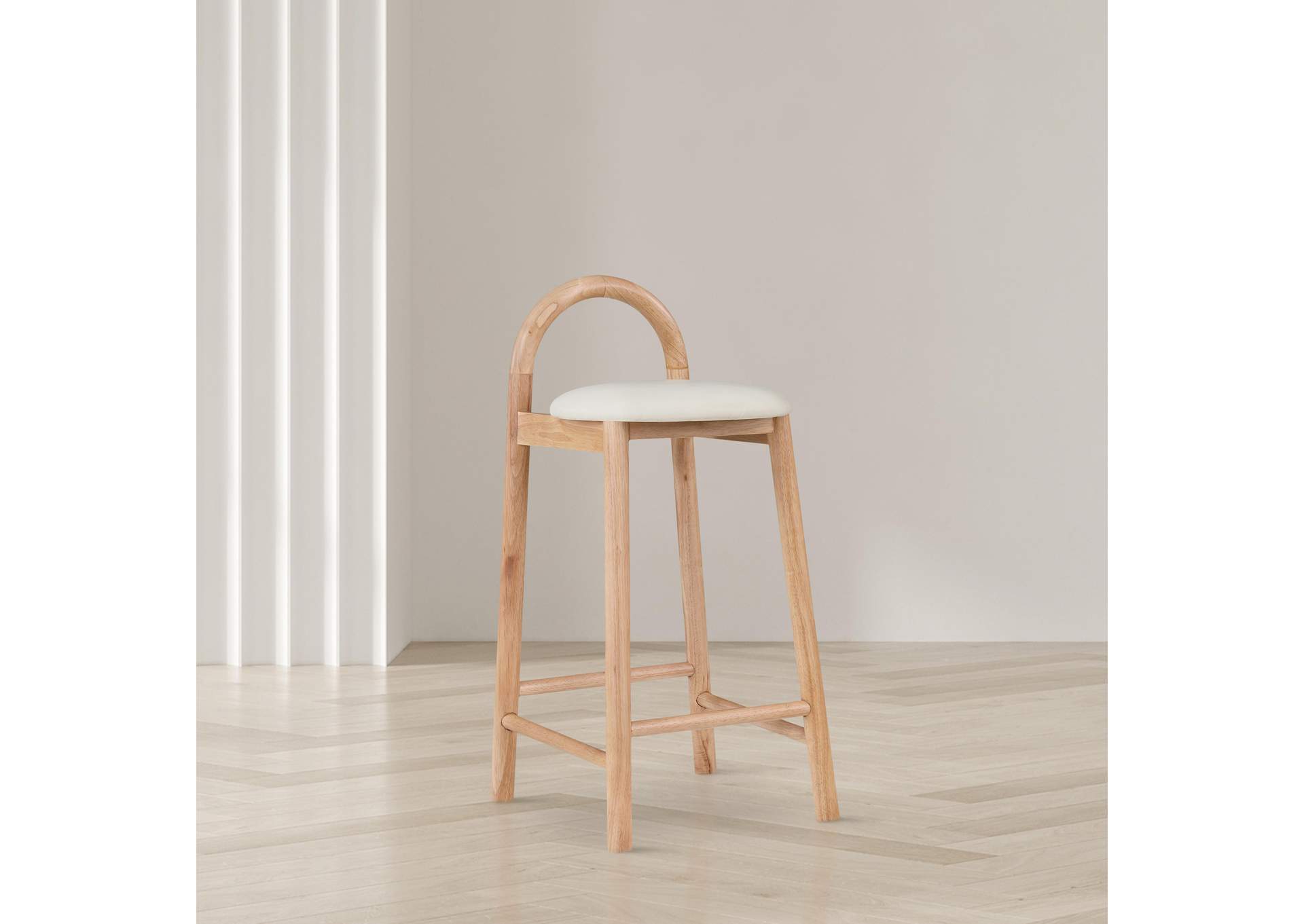 Calvin Cream Faux Leather Stool,Meridian Furniture