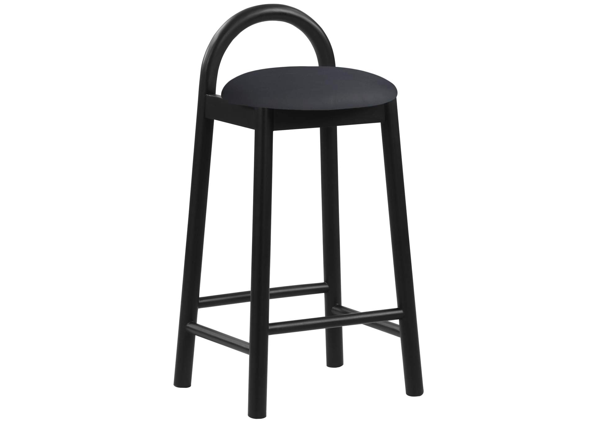 Calvin Black Faux Leather Stool,Meridian Furniture