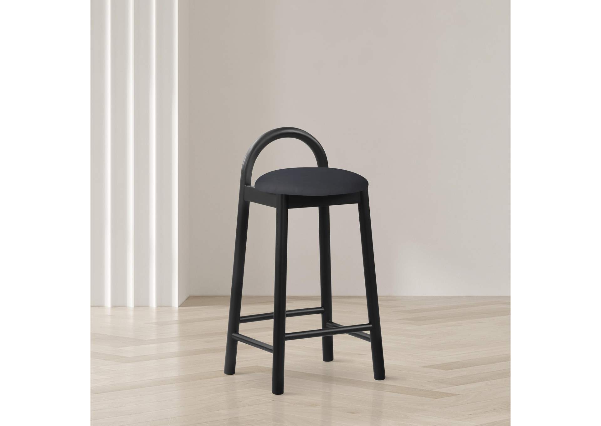 Calvin Black Faux Leather Stool,Meridian Furniture