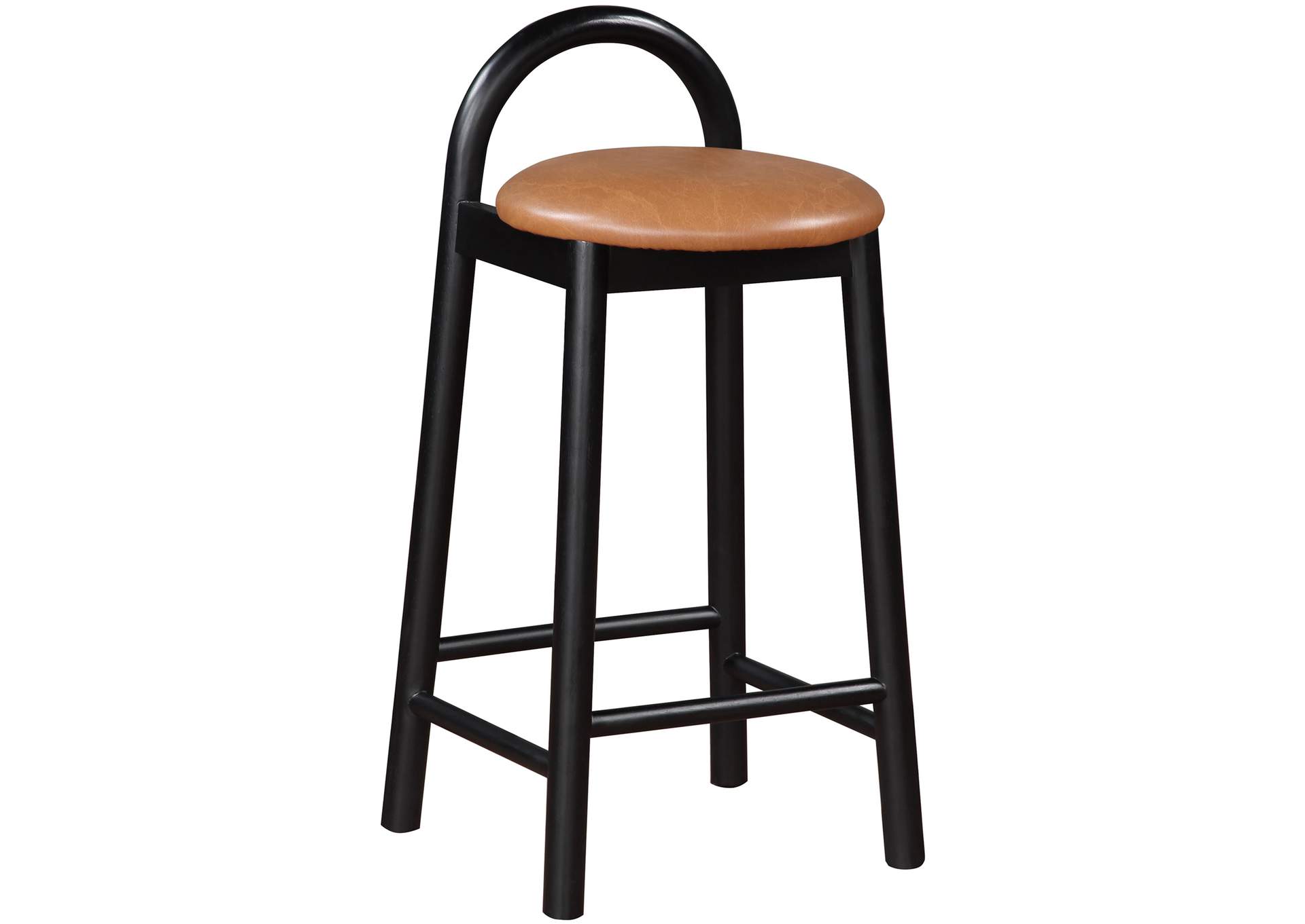 Calvin Cognac Faux Leather Stool,Meridian Furniture