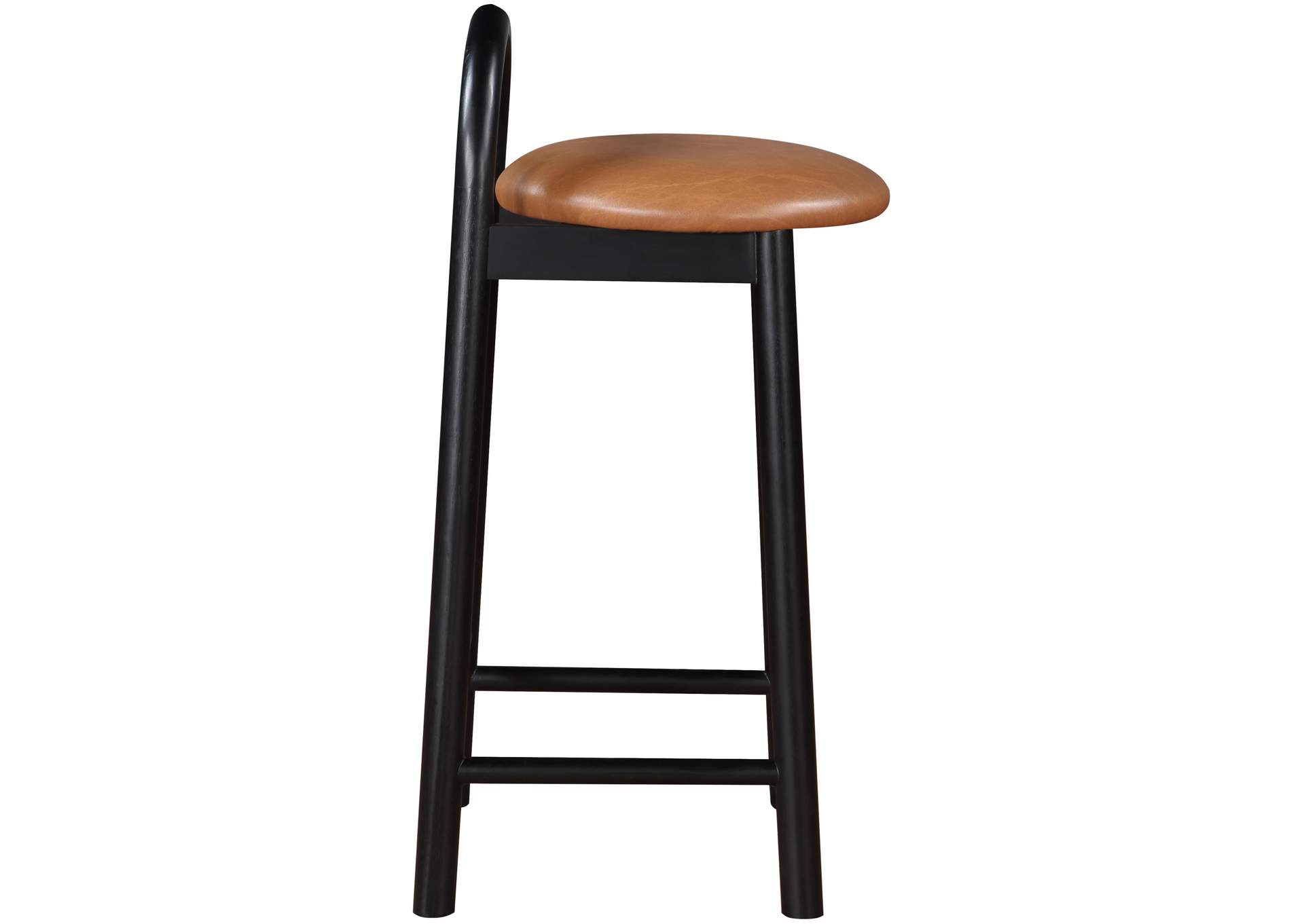 Calvin Cognac Faux Leather Stool,Meridian Furniture