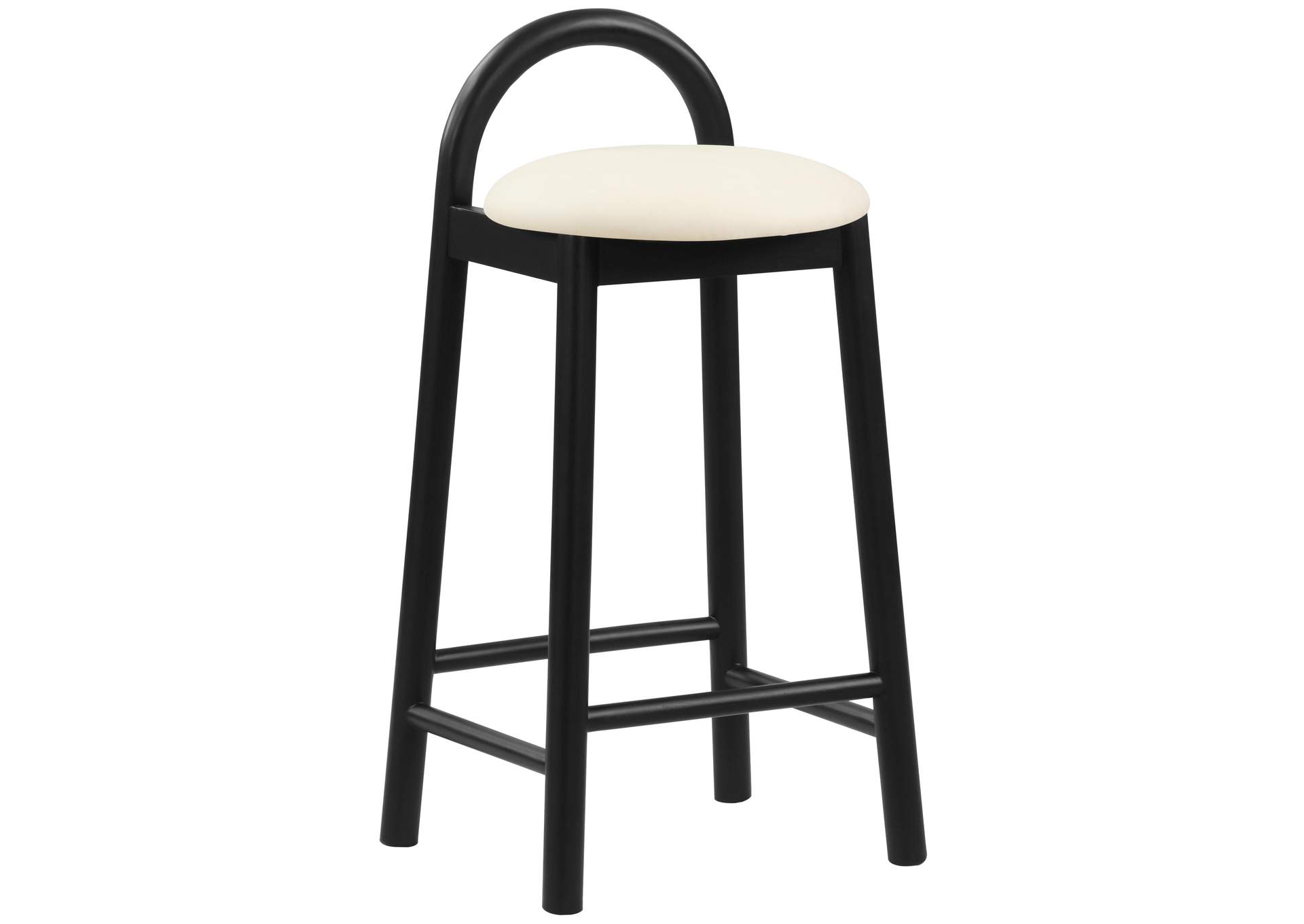 Calvin Cream Faux Leather Stool,Meridian Furniture