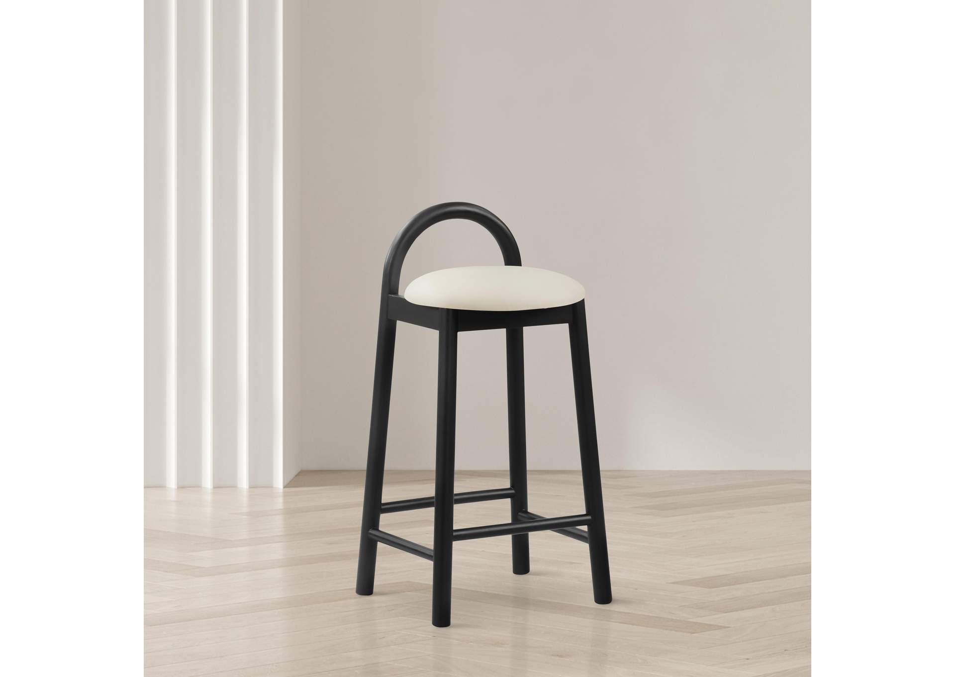 Calvin Cream Faux Leather Stool,Meridian Furniture