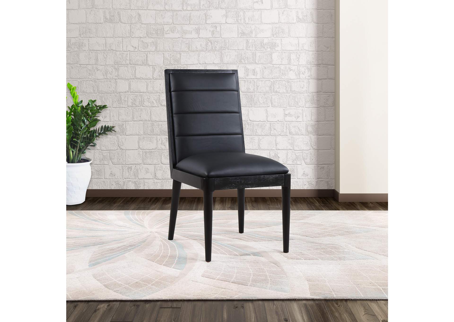 Bristol Black Faux Leather Dining Chair Set of 2,Meridian Furniture