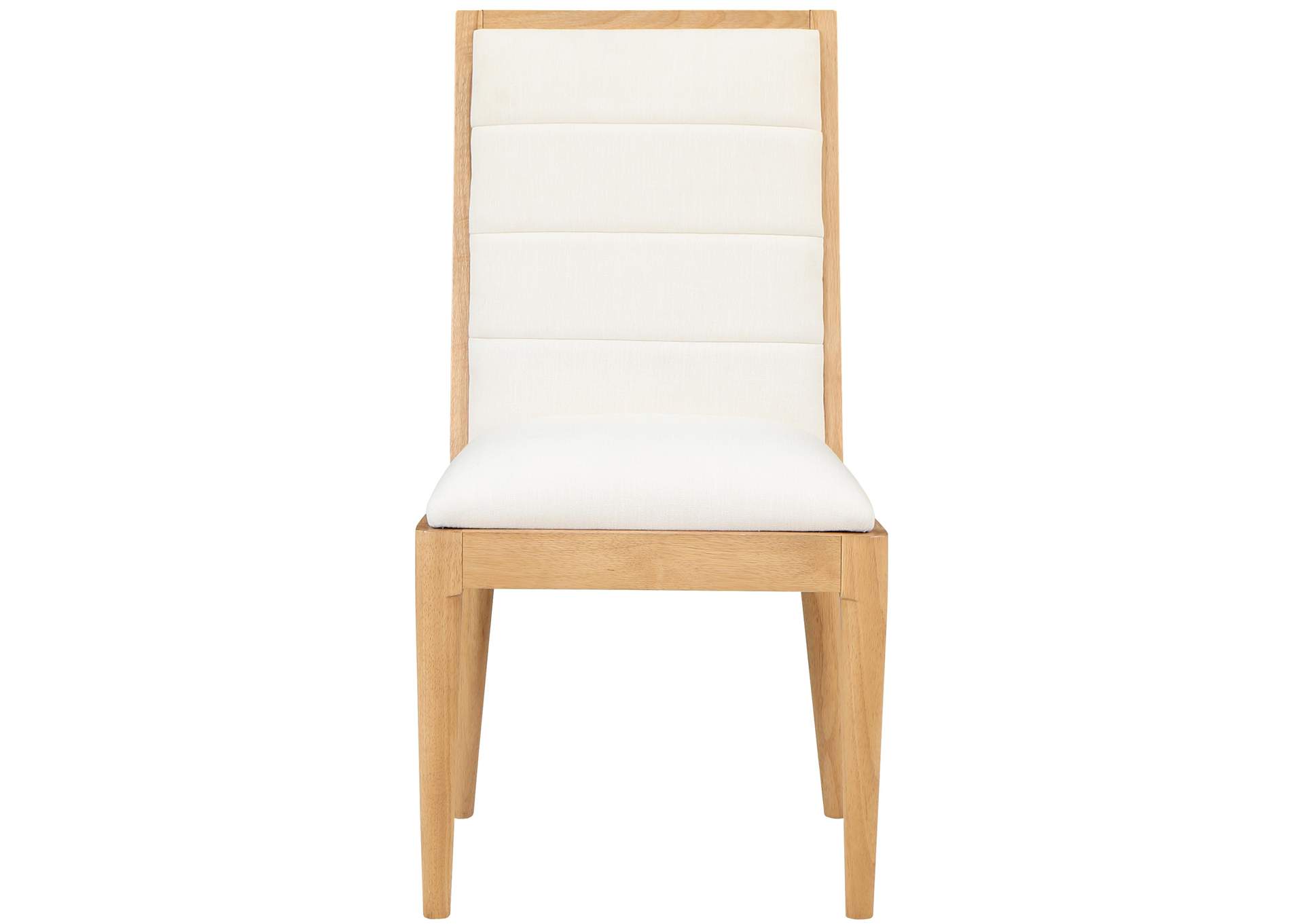 Bristol Cream Linen Textured Fabric Dining Chair Set of 2,Meridian Furniture