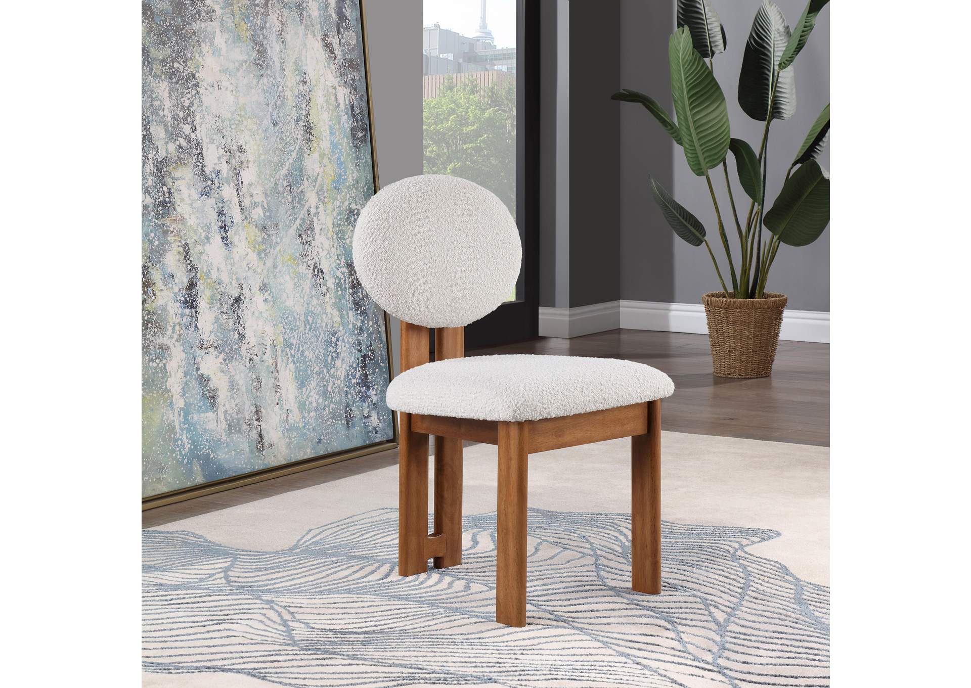 Napa Cream Boucle Fabric Dining Chair Set of 2,Meridian Furniture