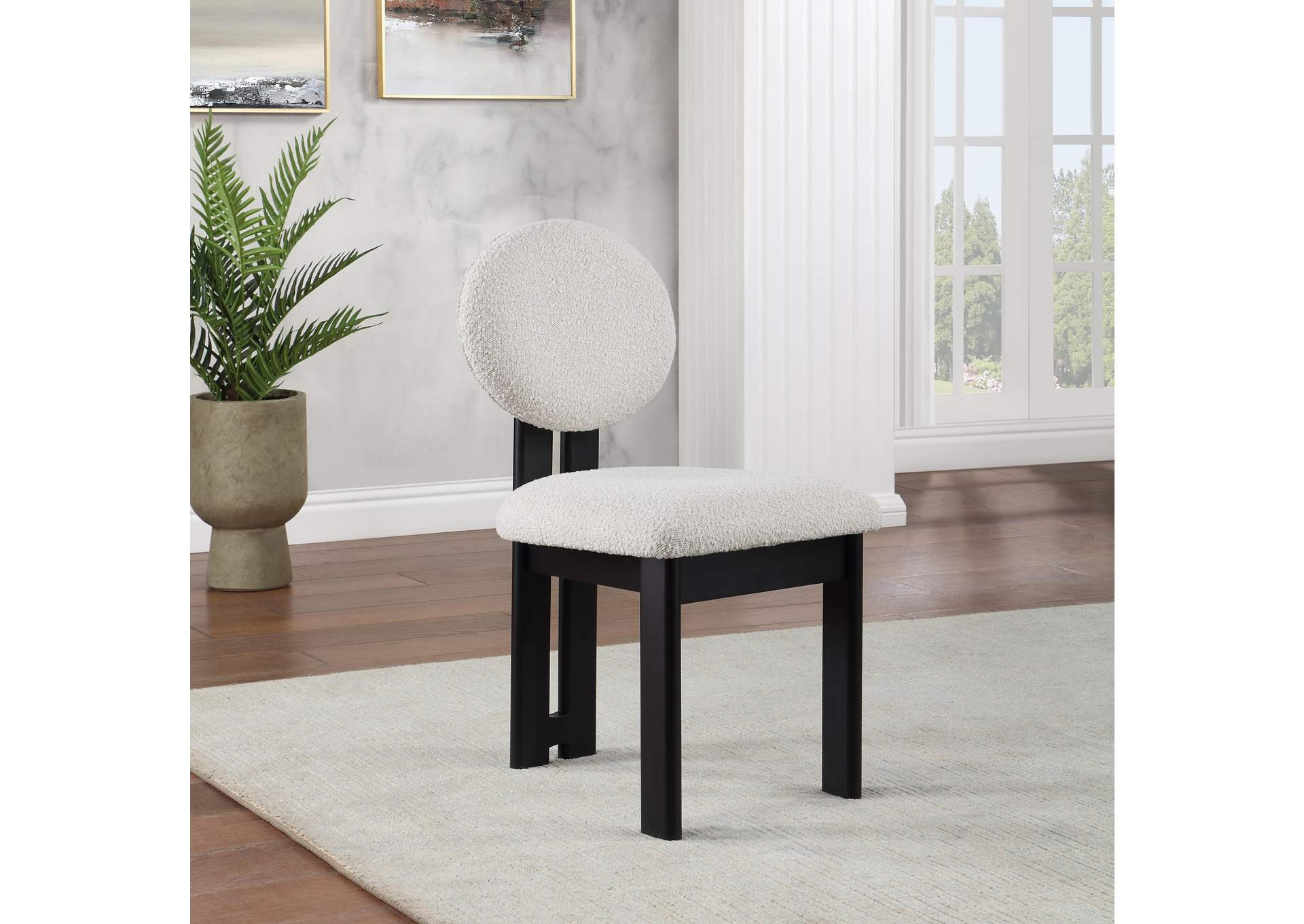 Napa Cream Boucle Fabric Dining Chair Set of 2,Meridian Furniture