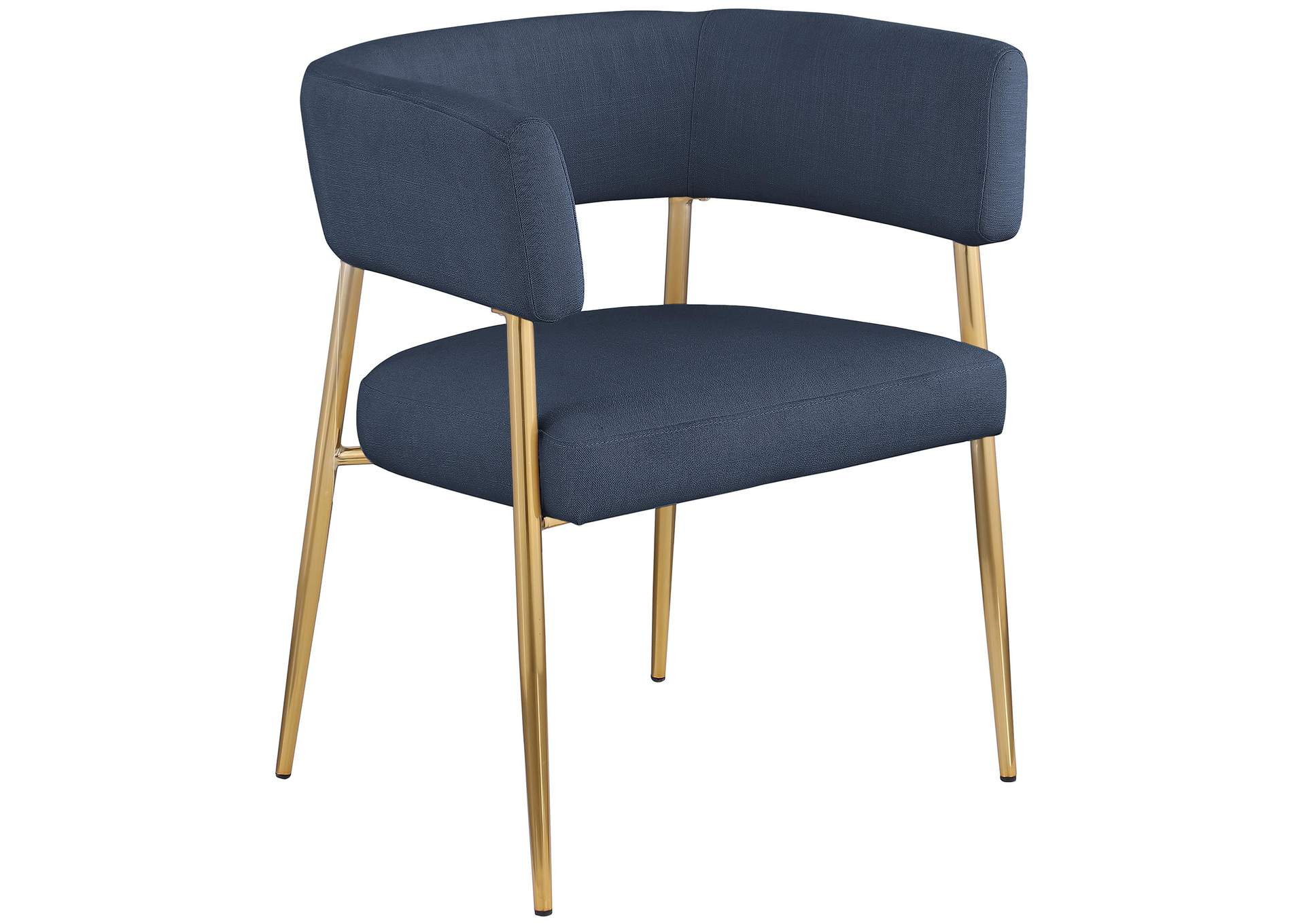 Creston Deep Navy Durable Linen Textured Fabric Dining Chair,Meridian Furniture