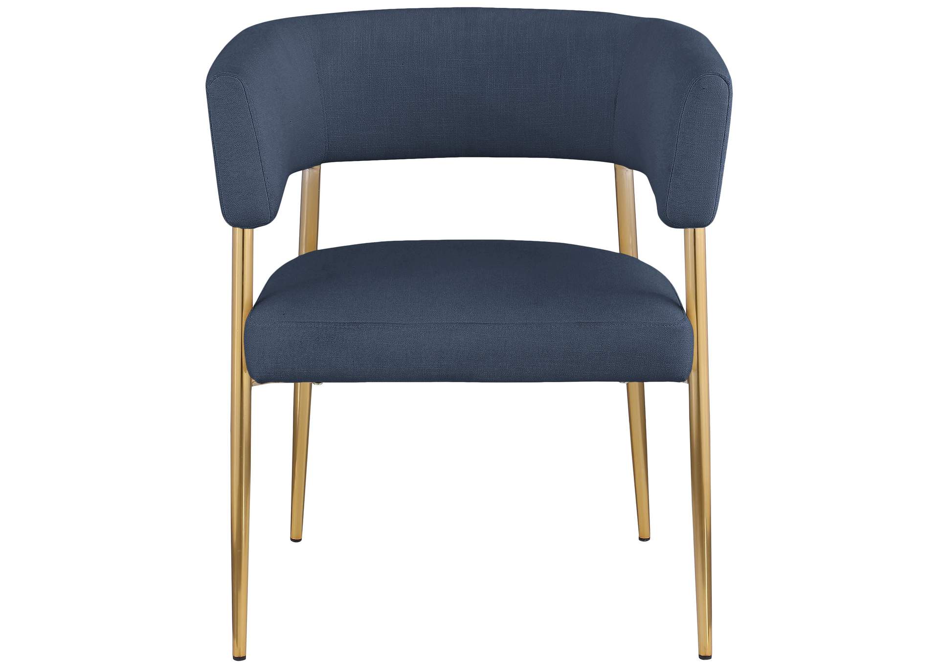 Creston Deep Navy Durable Linen Textured Fabric Dining Chair,Meridian Furniture